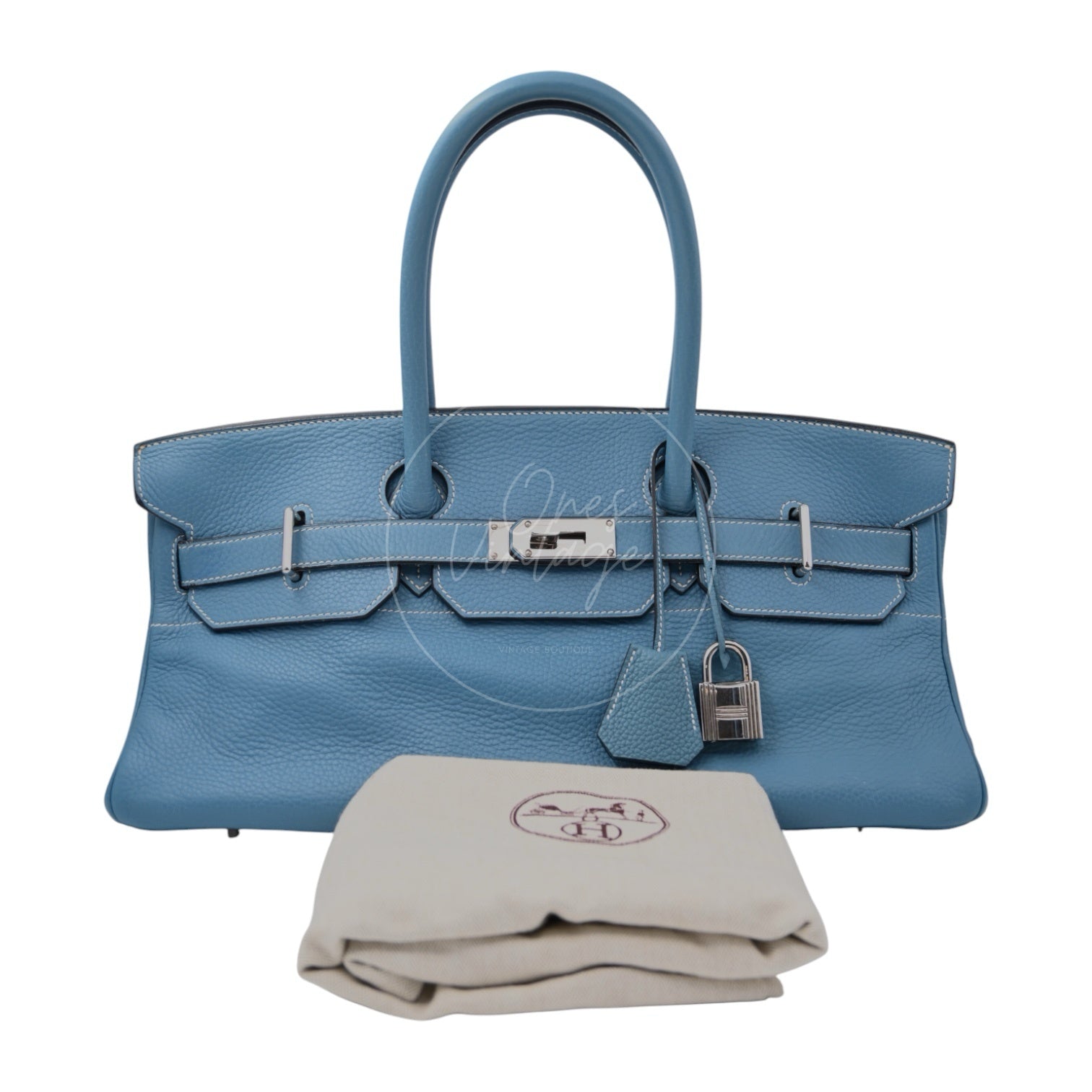 Hermes Birkin Shoulder PHW Denim Blue Square J