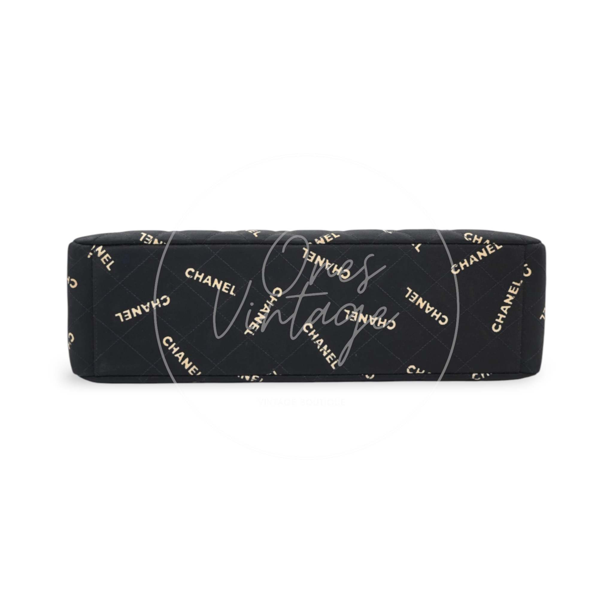 Chanel 1995 Vintage Maxi 34 Classic Flap Canvas GHW Black Series 3