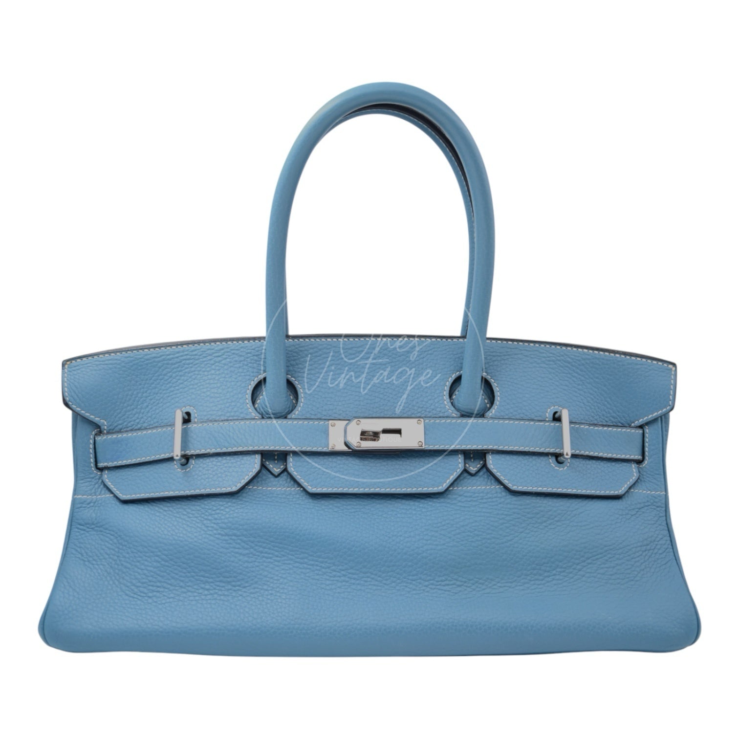 Hermes Birkin Shoulder PHW Denim Blue Square J