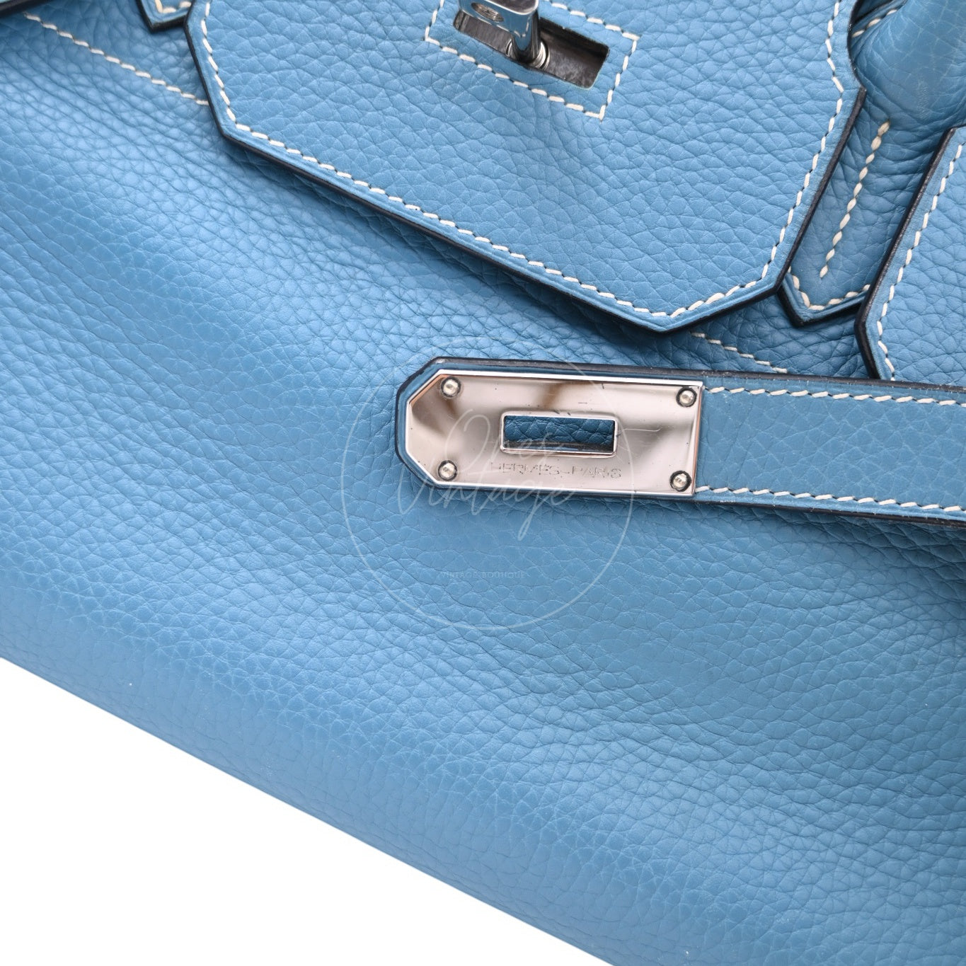Hermes Birkin Shoulder PHW Denim Blue Square J