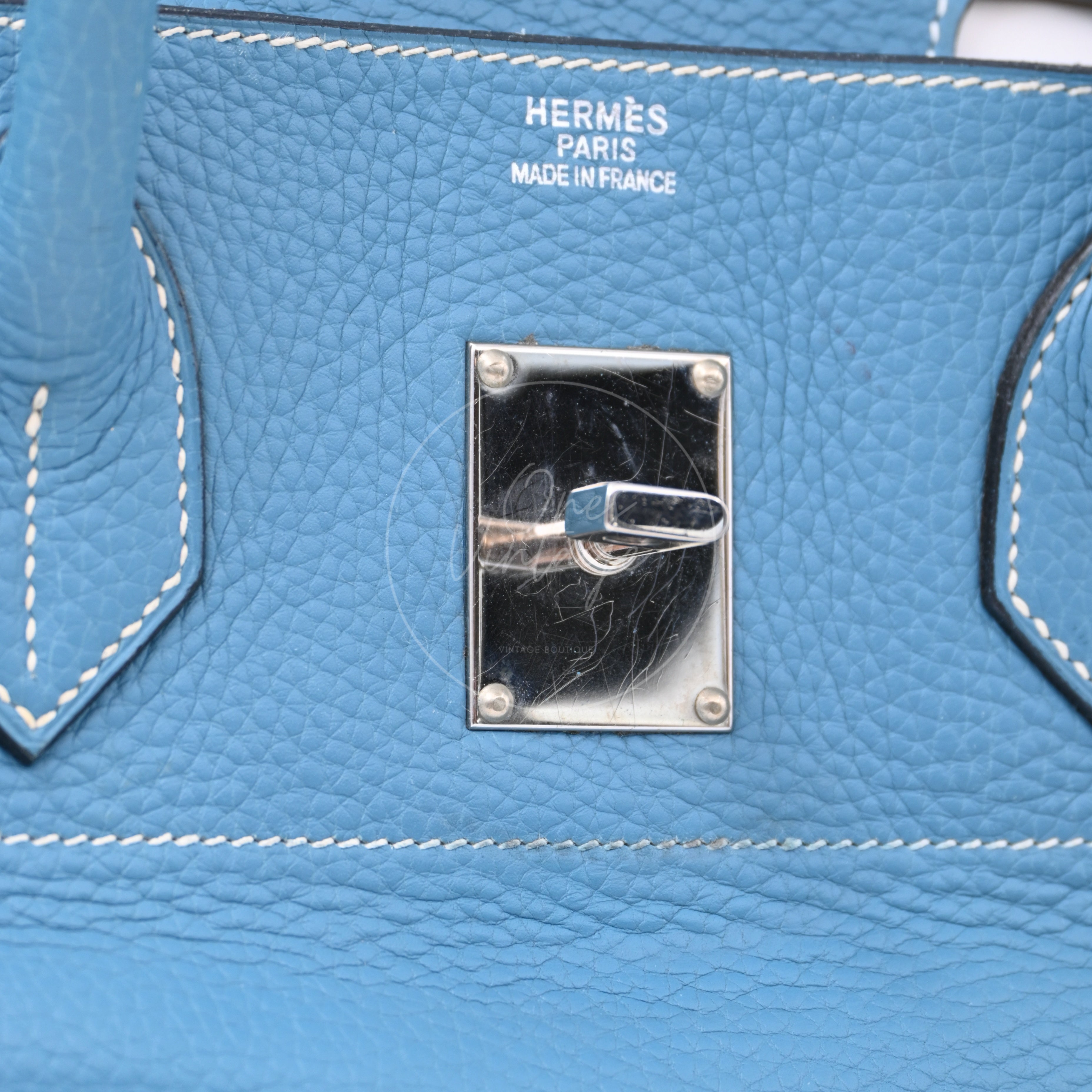 Hermes Birkin Shoulder PHW Denim Blue Square J