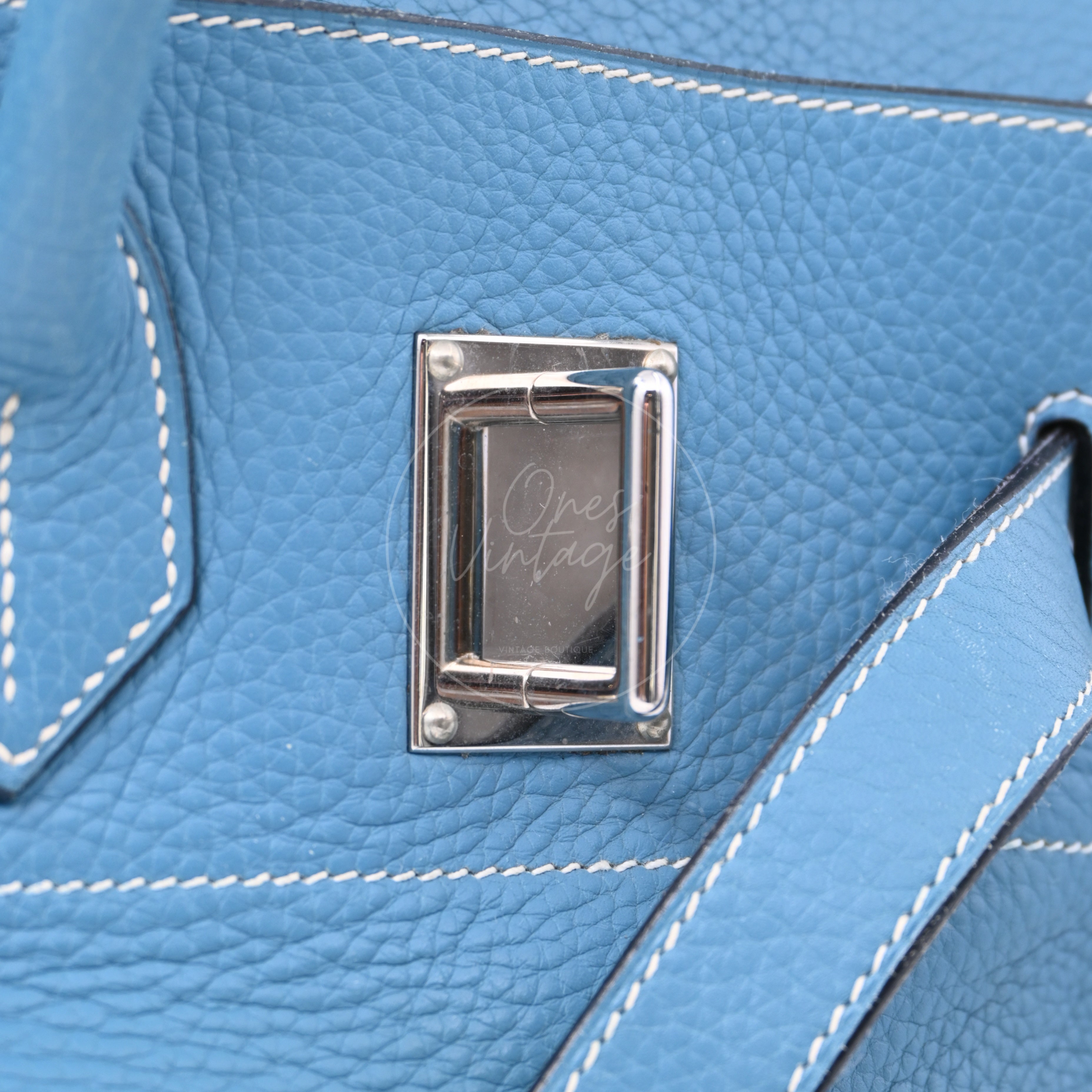 Hermes Birkin Shoulder PHW Denim Blue Square J