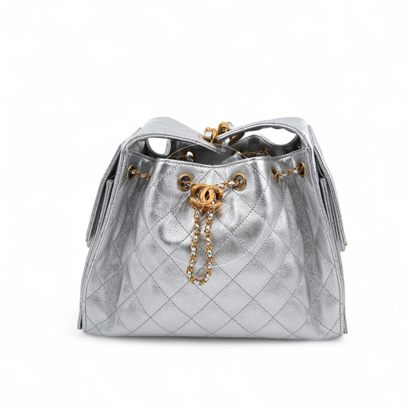 Chanel 25 Small Caviar Handbag GHW Silver 2025