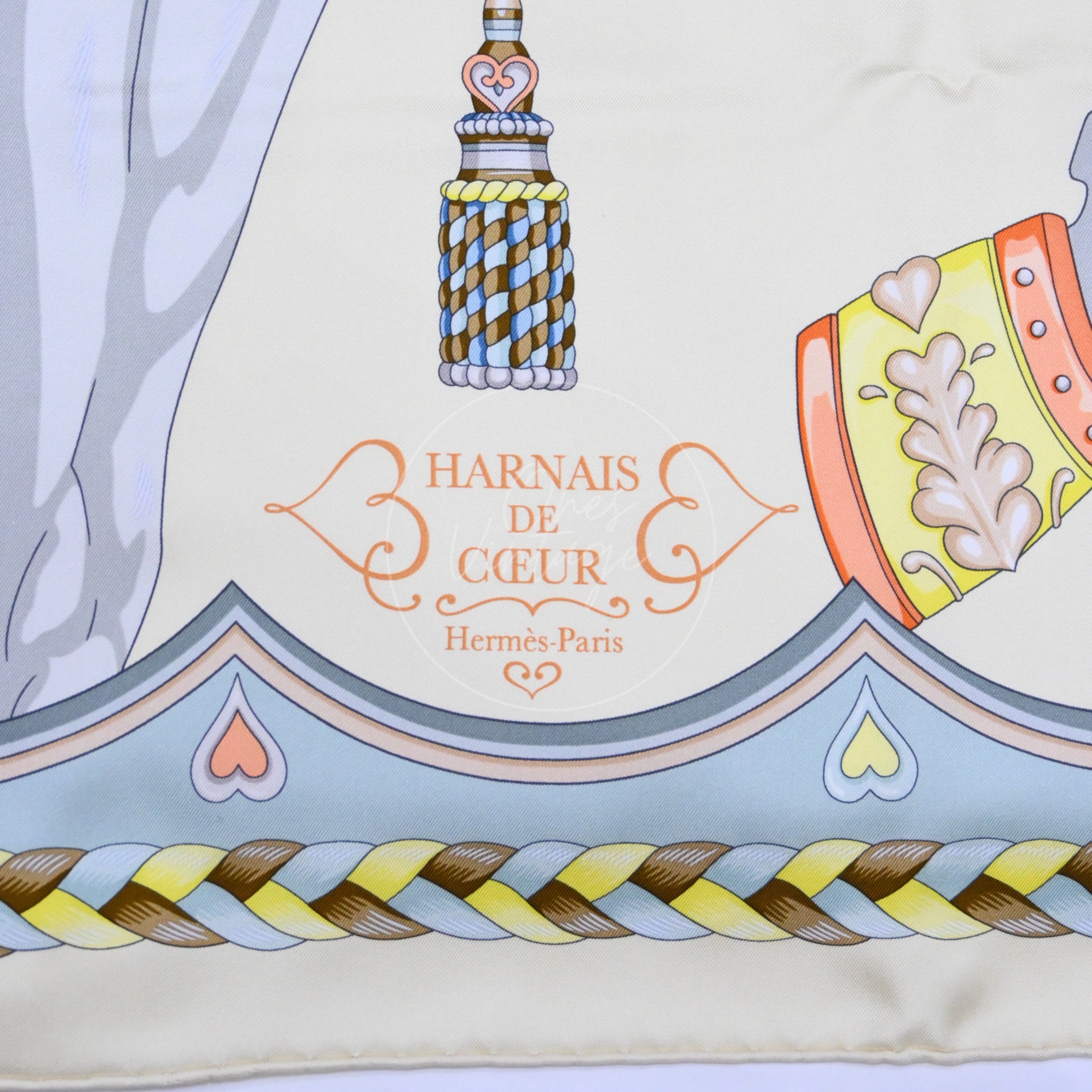 Hermes Harnais de Coeur Scarf 90