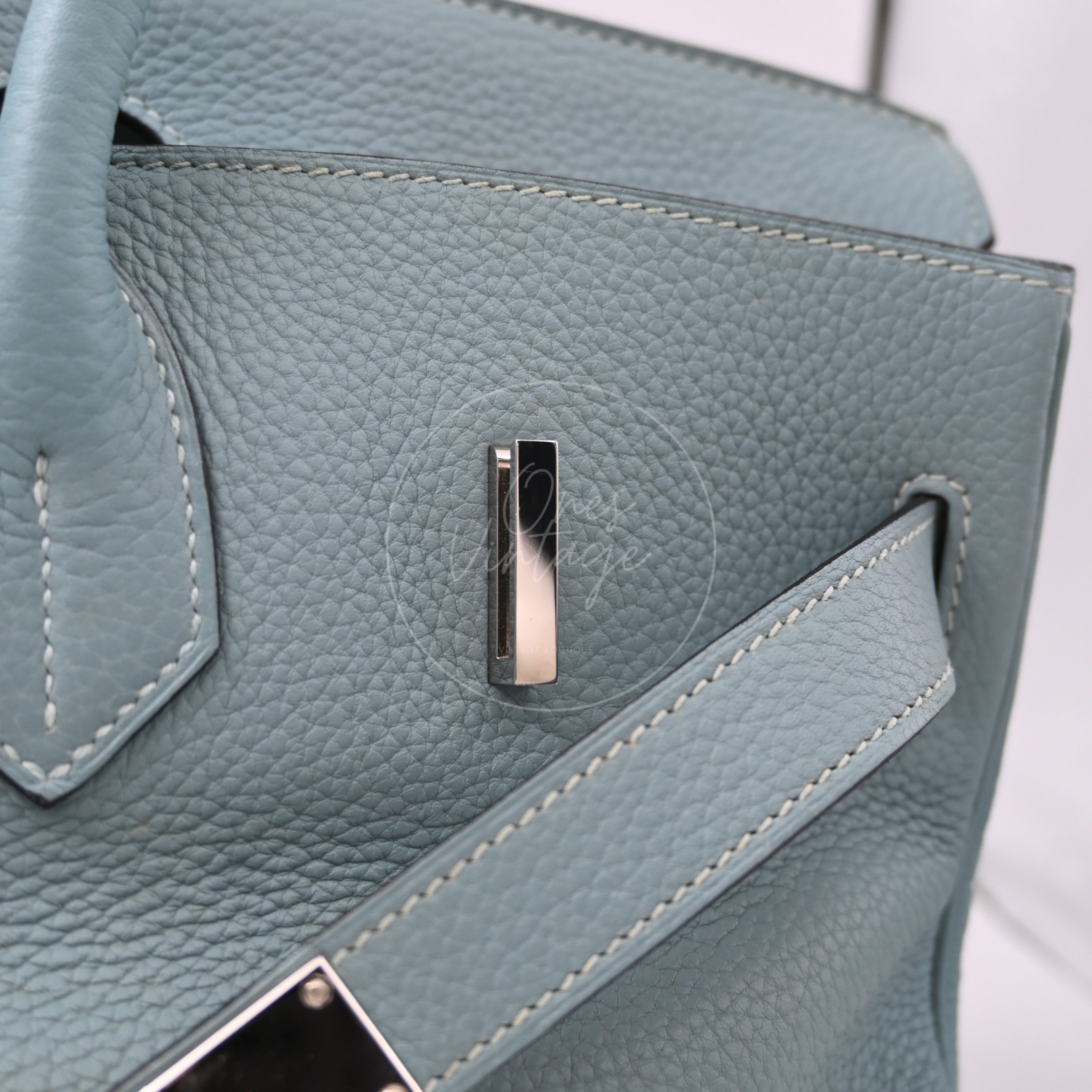 Hermes Birkin Shoulder 42 PHW Light Blue Square M