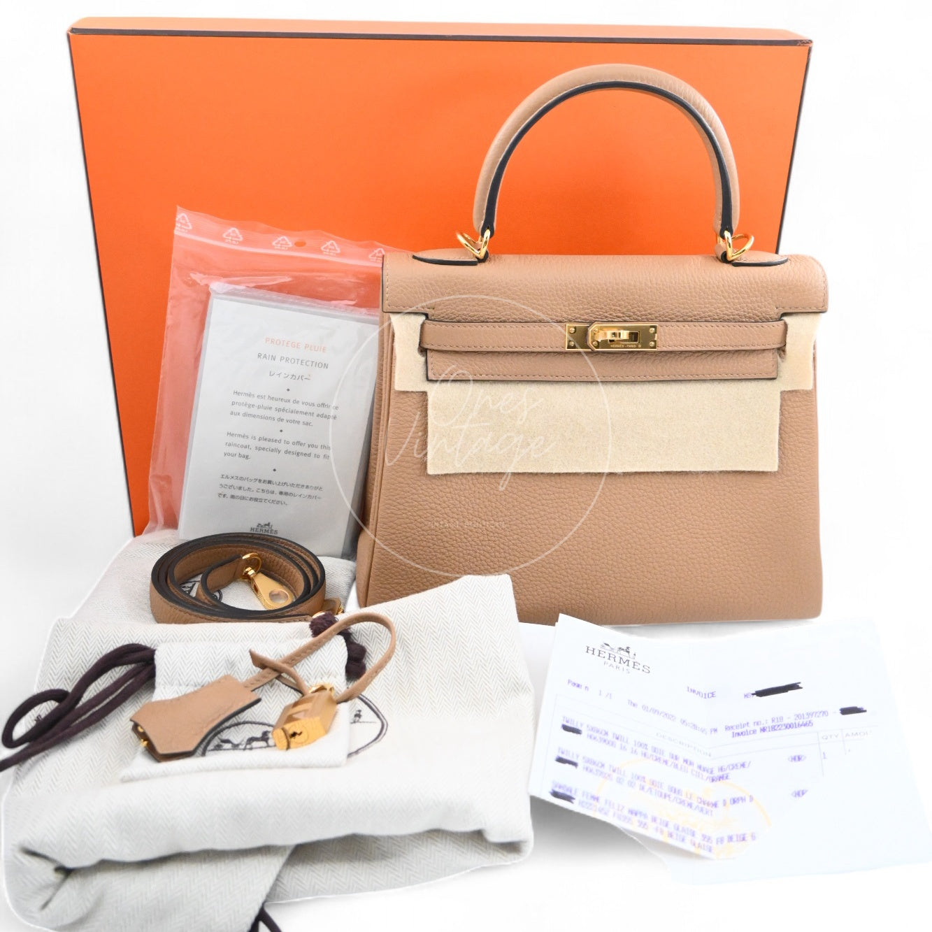 Hermes Kelly 25 Togo GHW Chai Stamp U