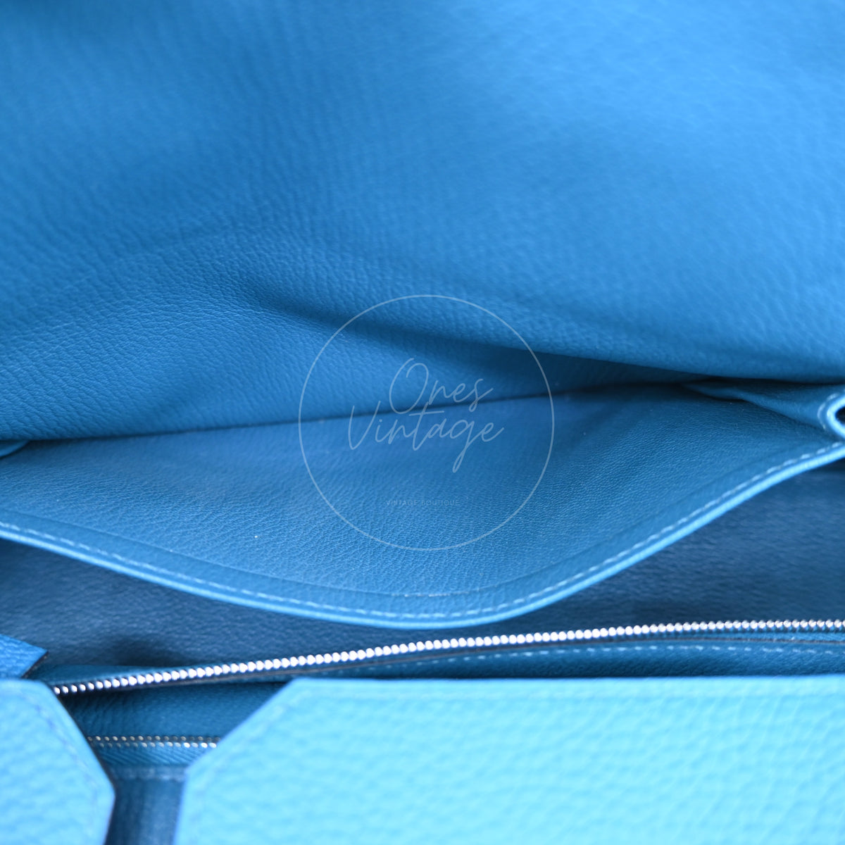 Hermes Birkin Shoulder 42 PHW Blue Square P