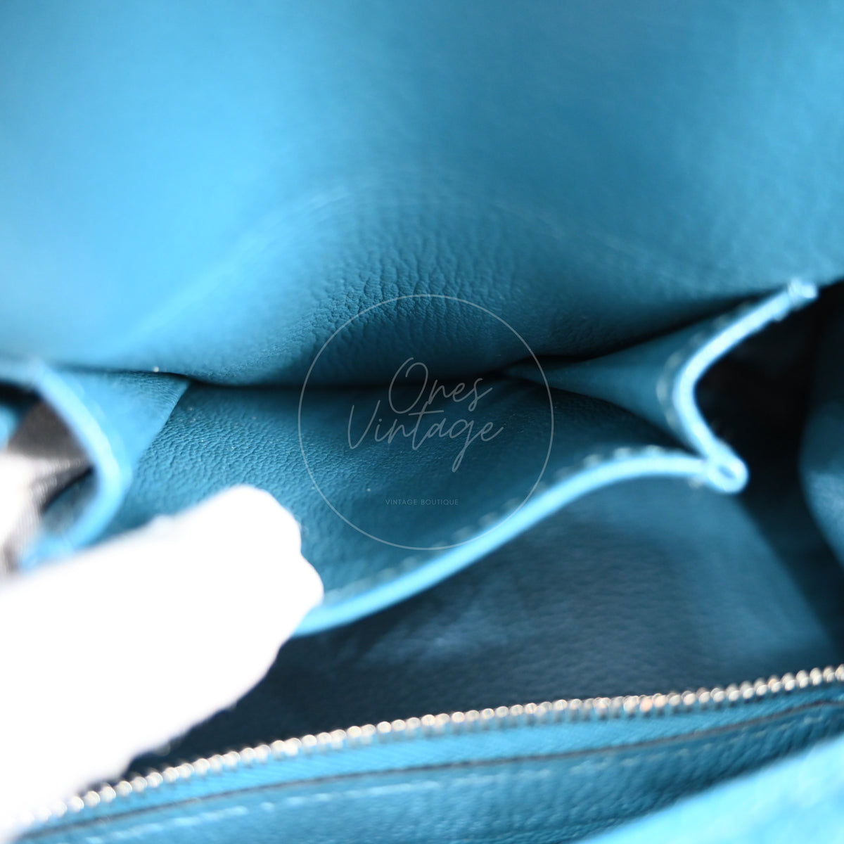 Hermes Birkin Shoulder 42 PHW Blue Square P
