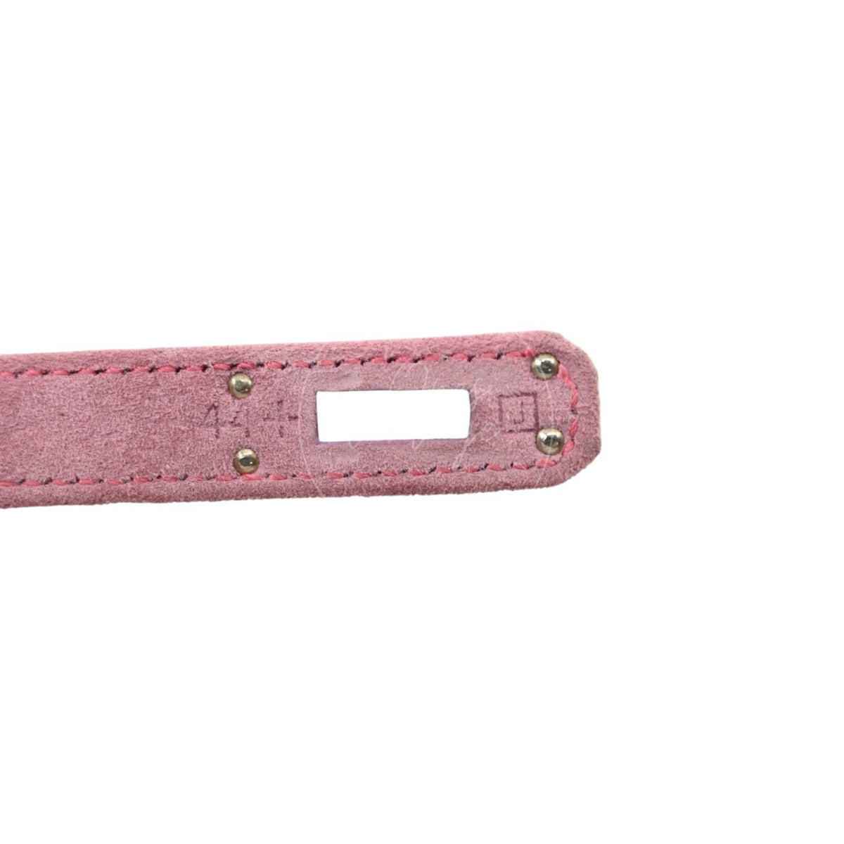Hermès Kelly Pochette Veau Doblis in pink suede, round metal rivets and embossed marking detail