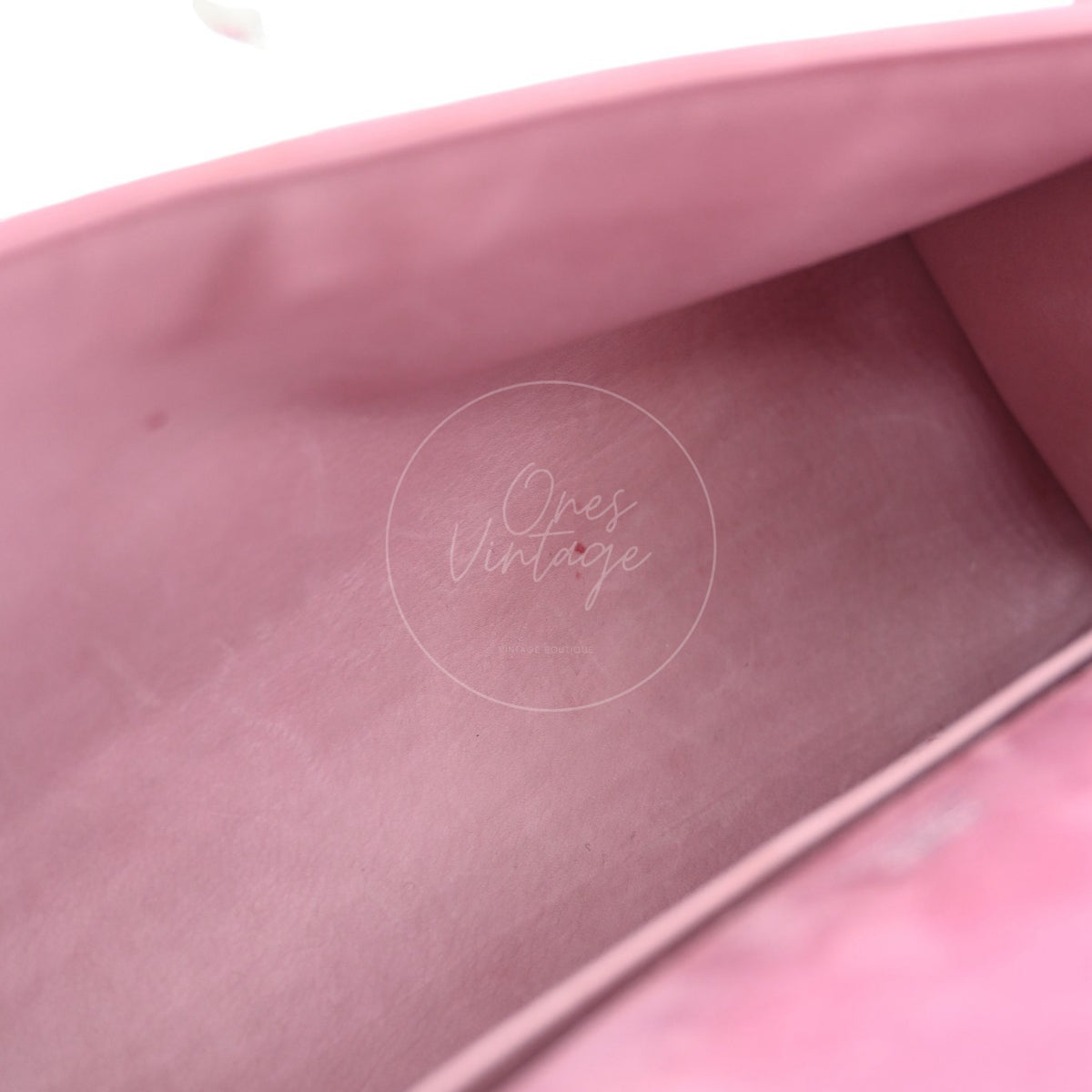 Hermès Kelly Pochette Veau Doblis in pink suede, interior