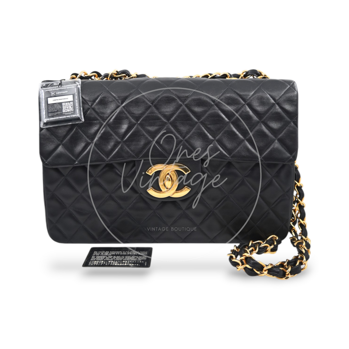Chanel Maxi Flap Bag 34 Quilted Lambskin Black GHW Series 3