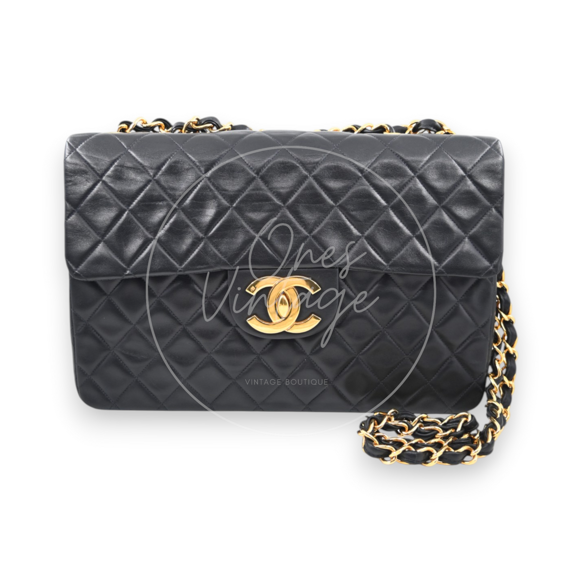Chanel Maxi Flap Bag 34 Quilted Lambskin Black GHW Series 3