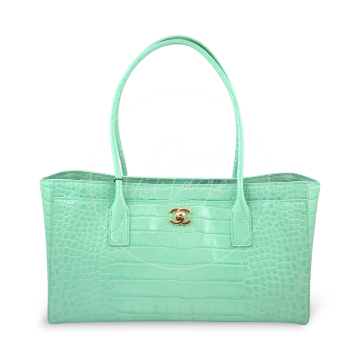 Chanel Cerf Crocodile Embossed Calfskin Tote Bag GHW Green Series UK
