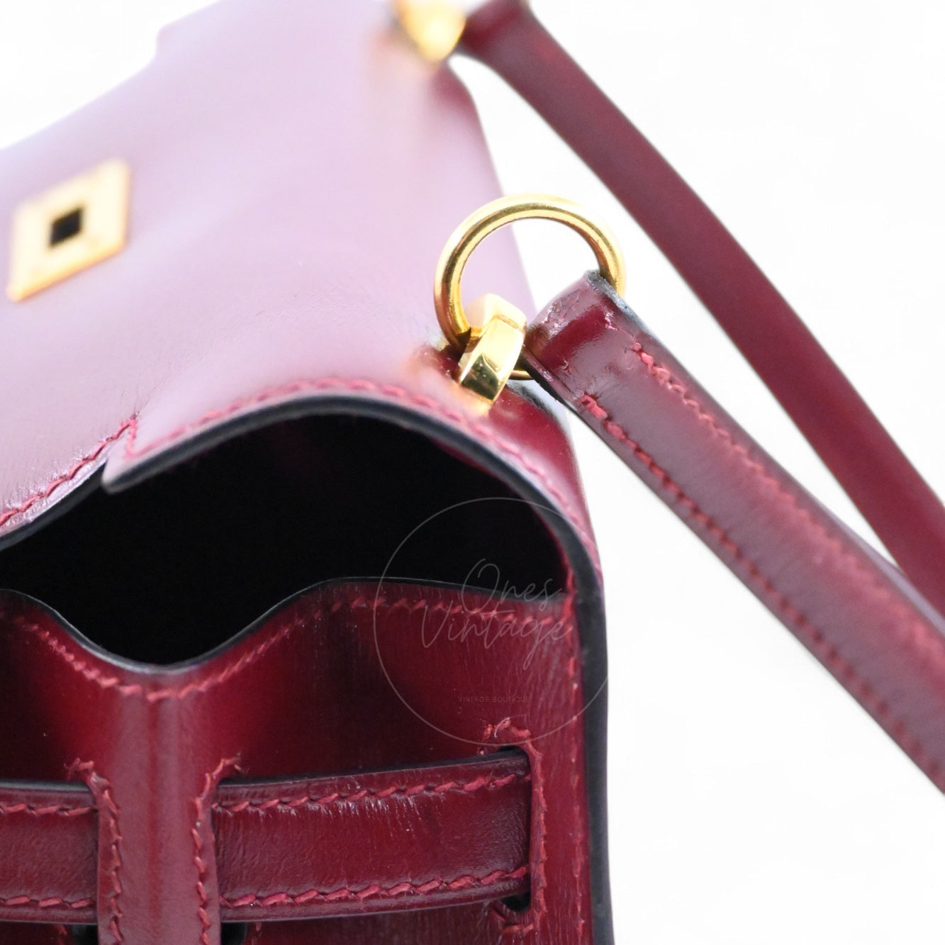 Hermes Vintage Mini Kelly Box GHW Rouge H Circle U