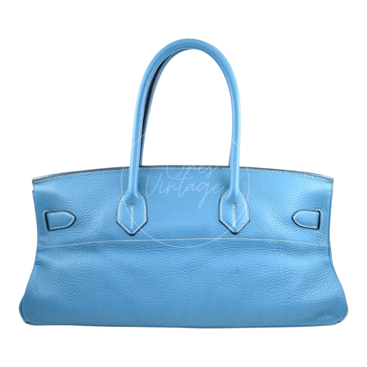 Hermes Shoulder Birkin 42 PHW Denim Blue Square I