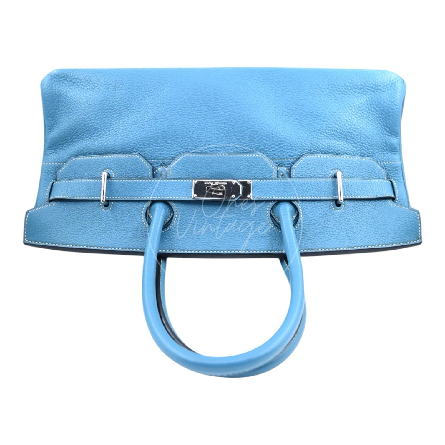 Hermes Shoulder Birkin 42 PHW Denim Blue Square I