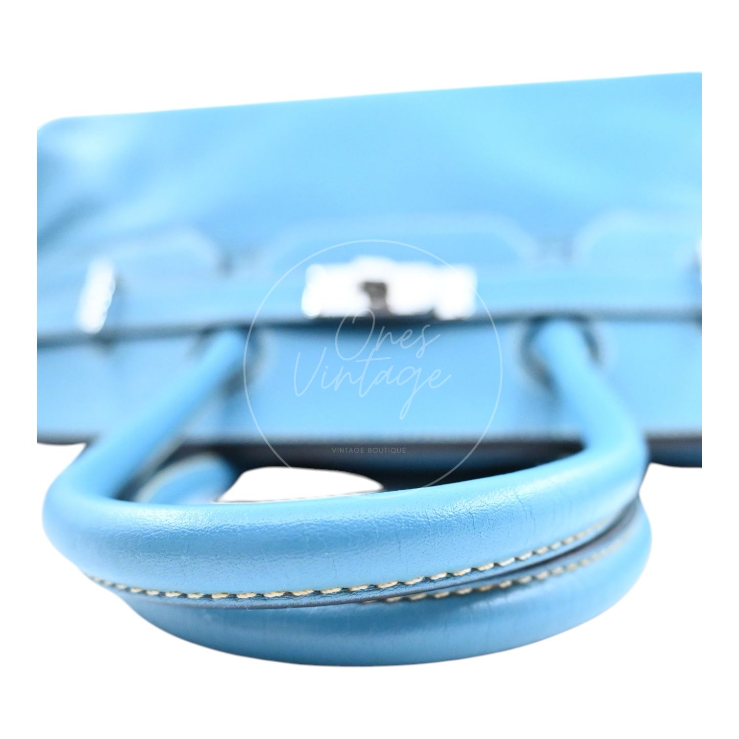 Hermes Shoulder Birkin 42 PHW Denim Blue Square I