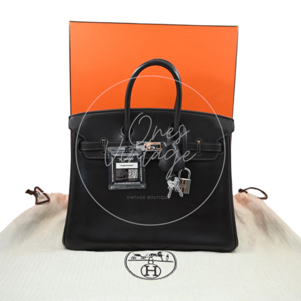 Hermes Birkin 25 Barenia Leather Ebene Square N