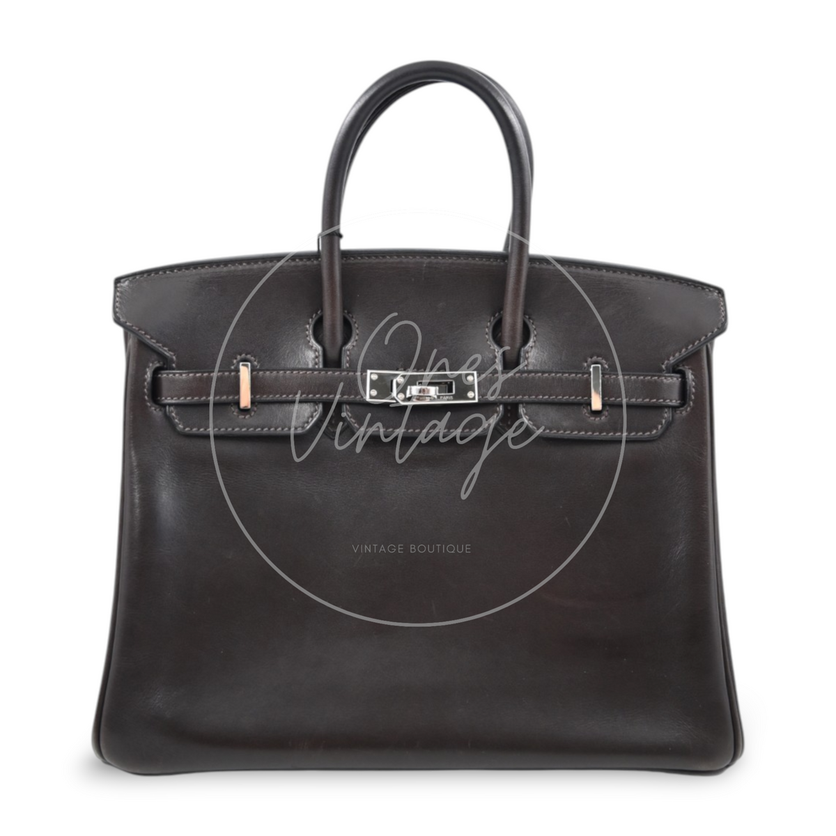 Hermes Birkin 25 Barenia Leather Ebene Square N