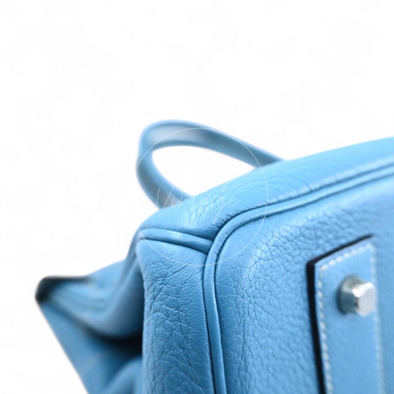 Hermes Shoulder Birkin 42 PHW Denim Blue Square I