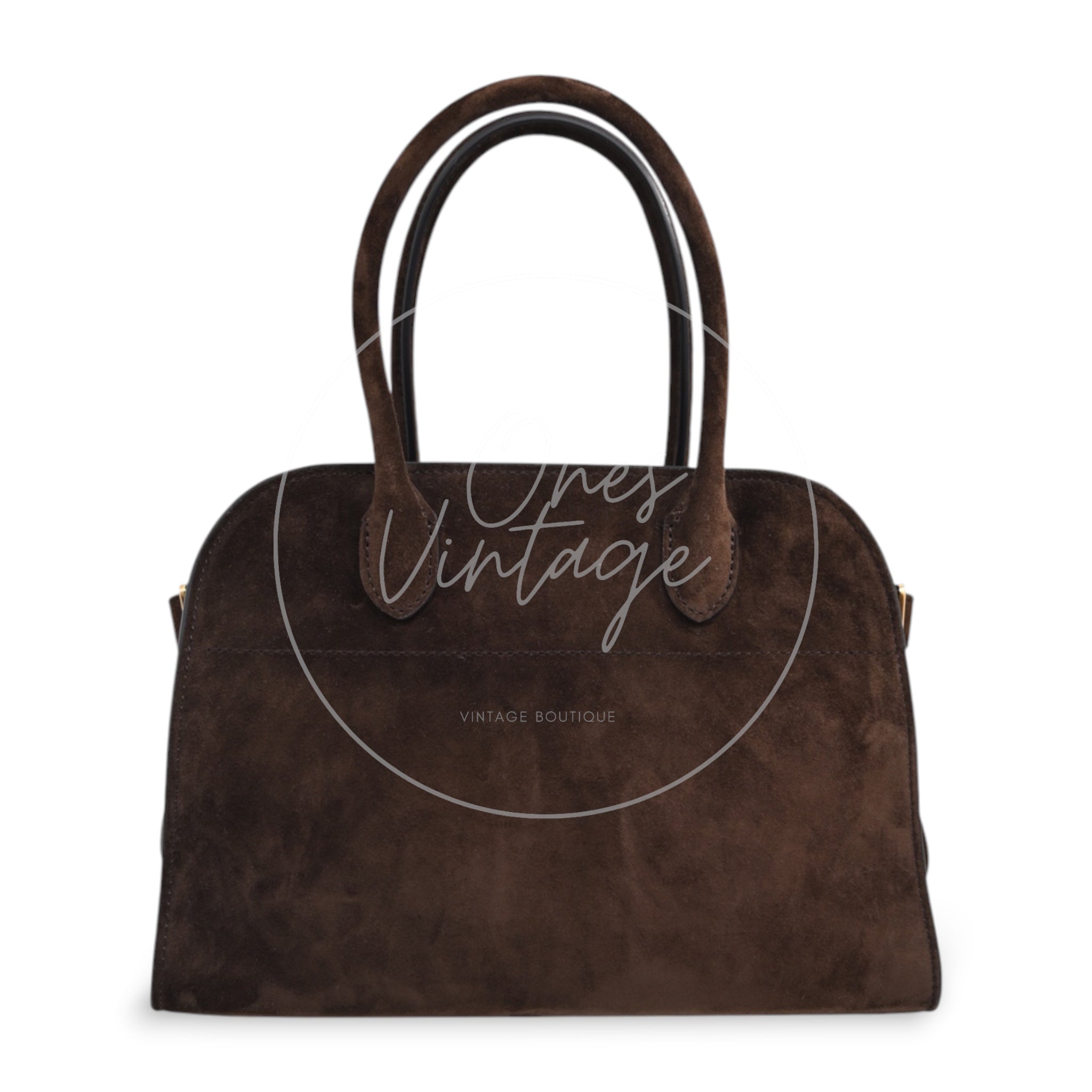 The Row Suede Soft Margaux 10 Bag GHW Mocha