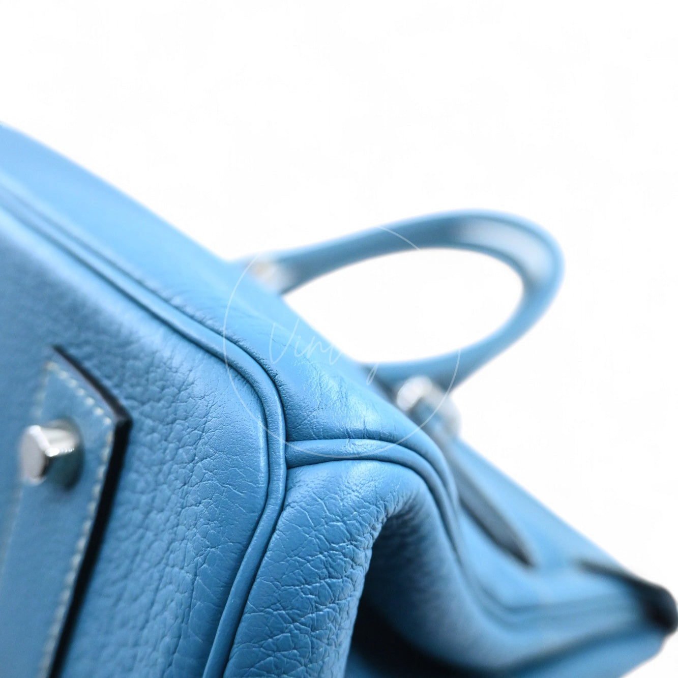Hermes Shoulder Birkin 42 PHW Denim Blue Square I