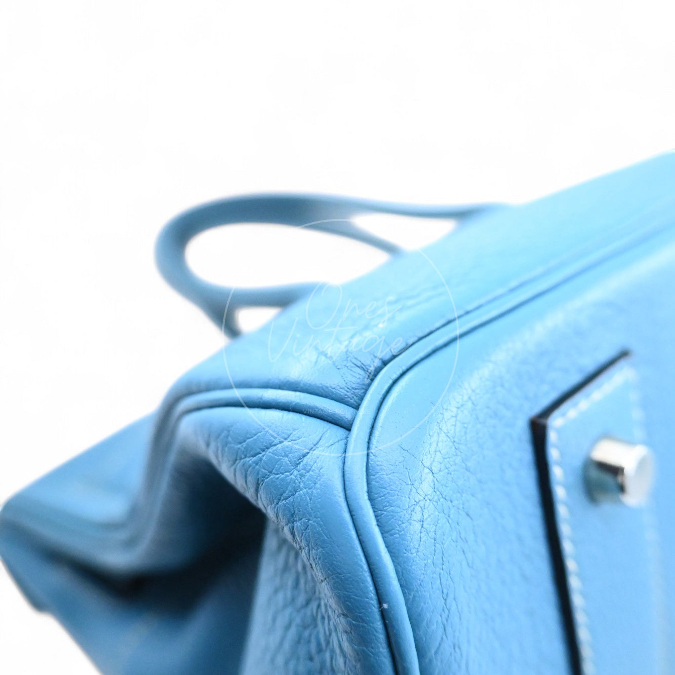 Hermes Shoulder Birkin 42 PHW Denim Blue Square I