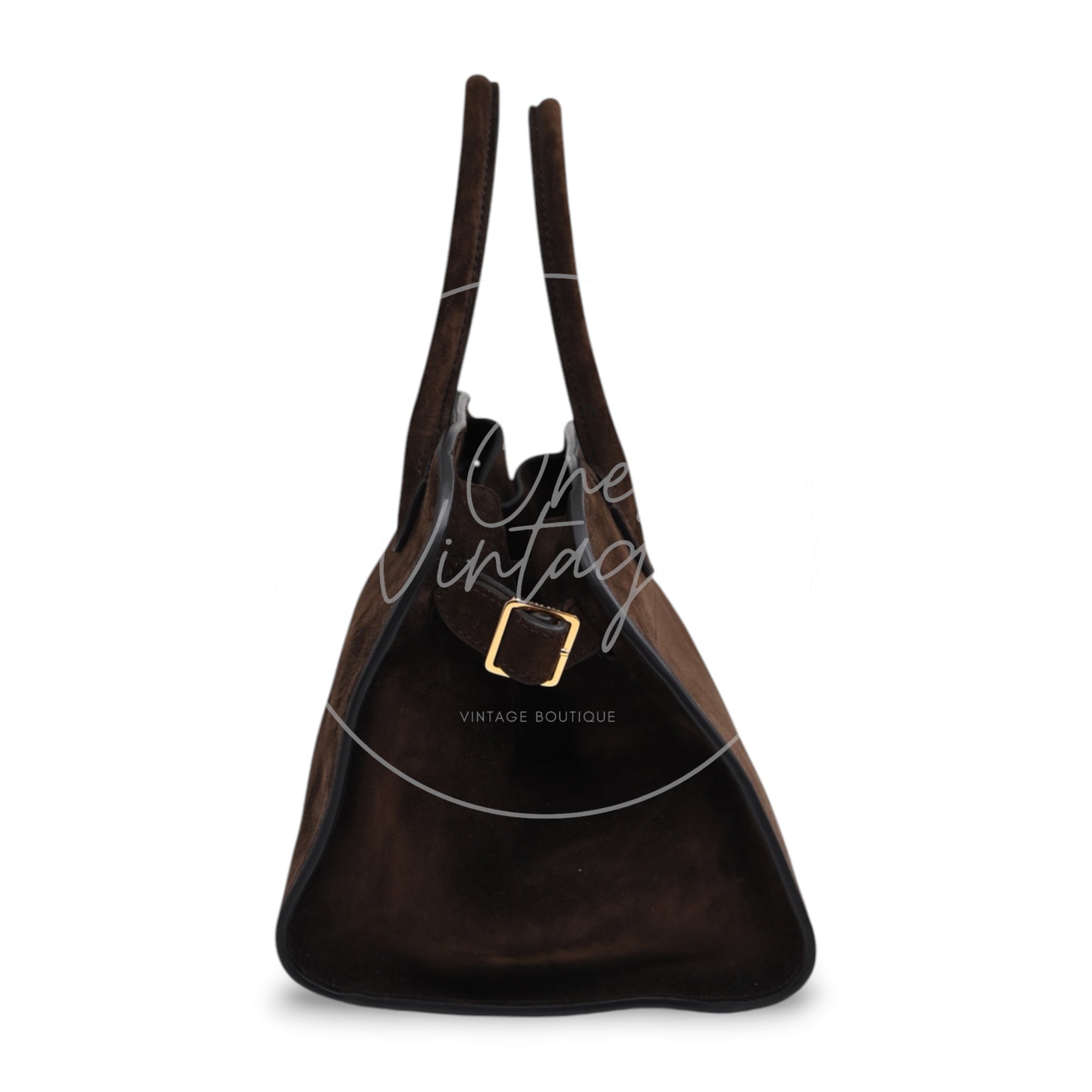 The Row Suede Soft Margaux 10 Bag GHW Mocha