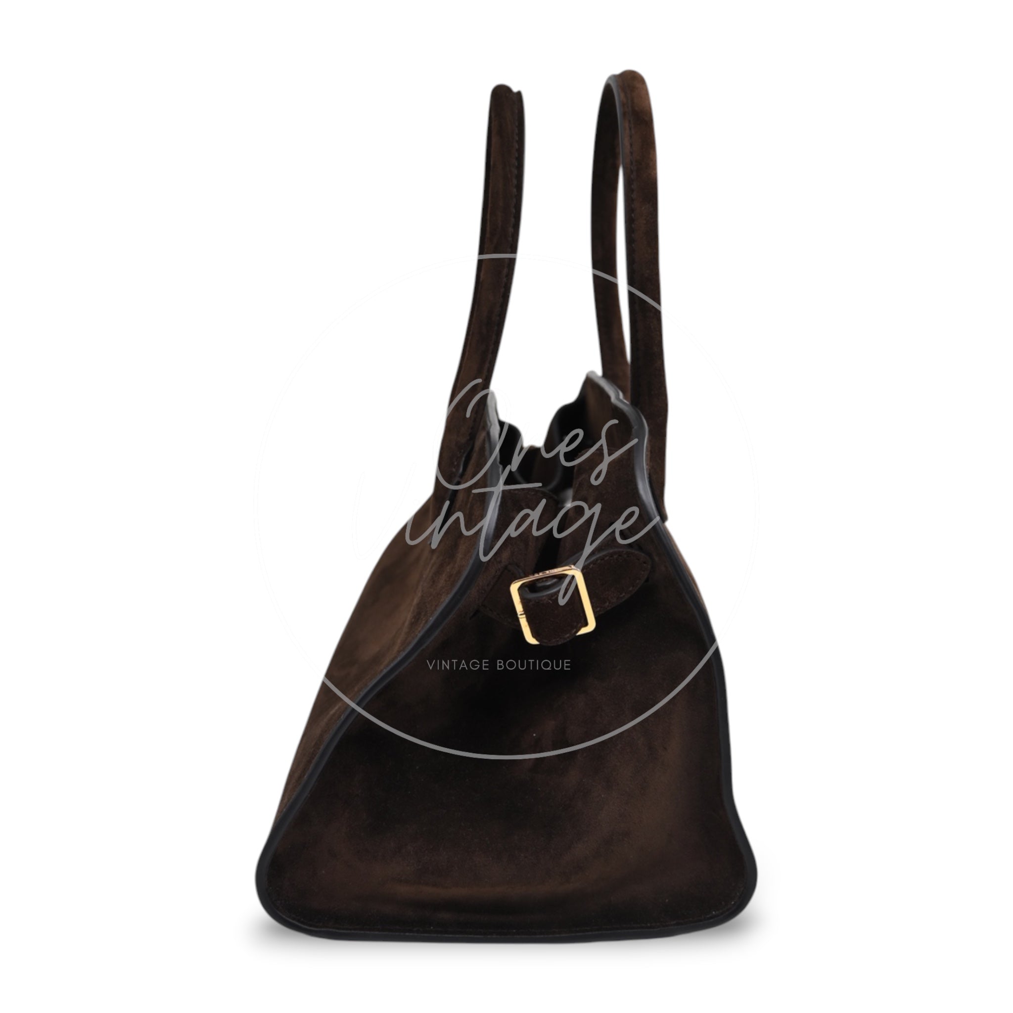The Row Suede Soft Margaux 10 Bag GHW Mocha