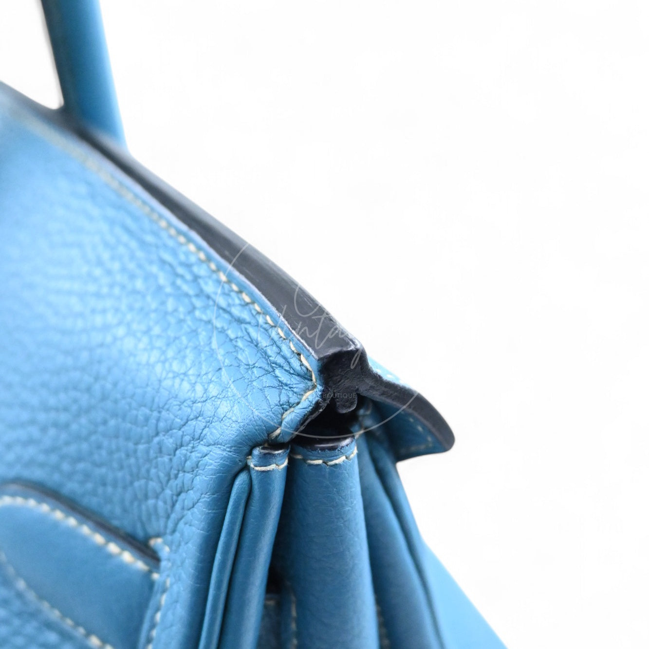 Hermes Shoulder Birkin 42 PHW Denim Blue Square I
