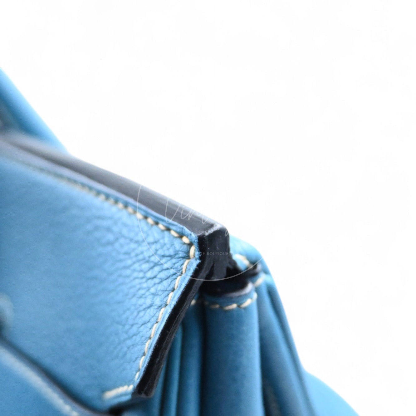 Hermes Shoulder Birkin 42 PHW Denim Blue Square I