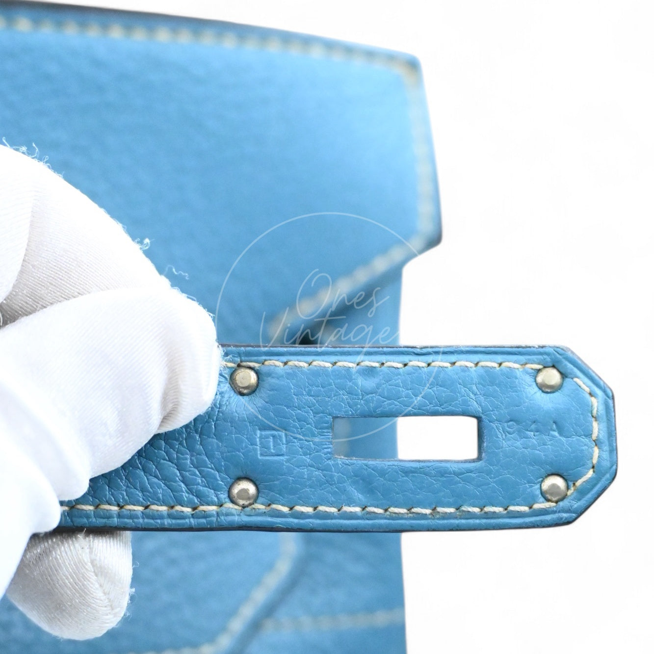 Hermes Shoulder Birkin 42 PHW Denim Blue Square I