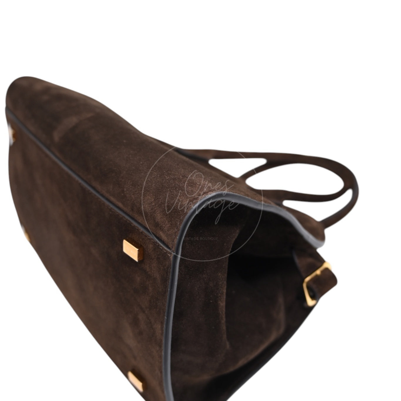 The Row Suede Soft Margaux 10 Bag GHW Mocha
