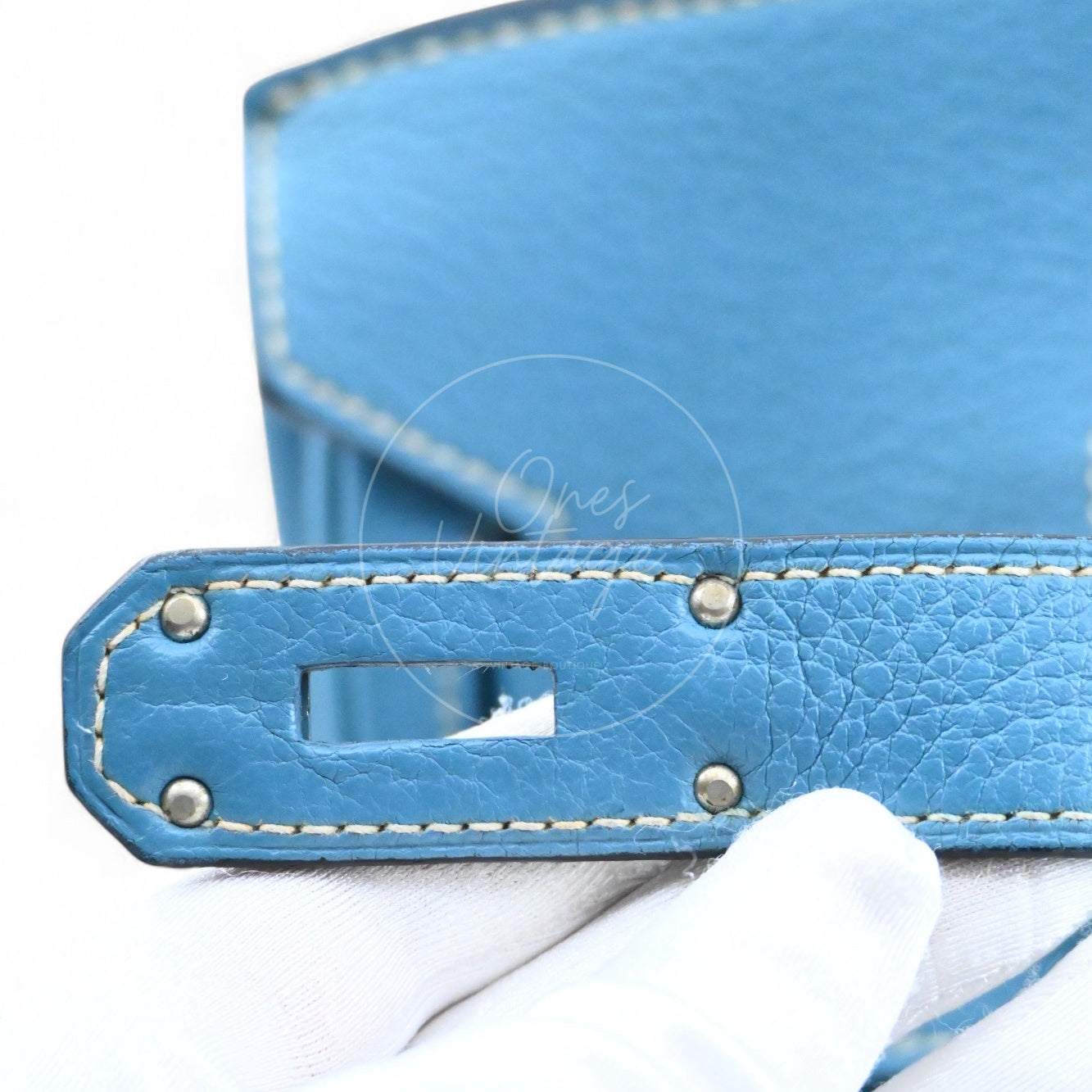 Hermes Shoulder Birkin 42 PHW Denim Blue Square I