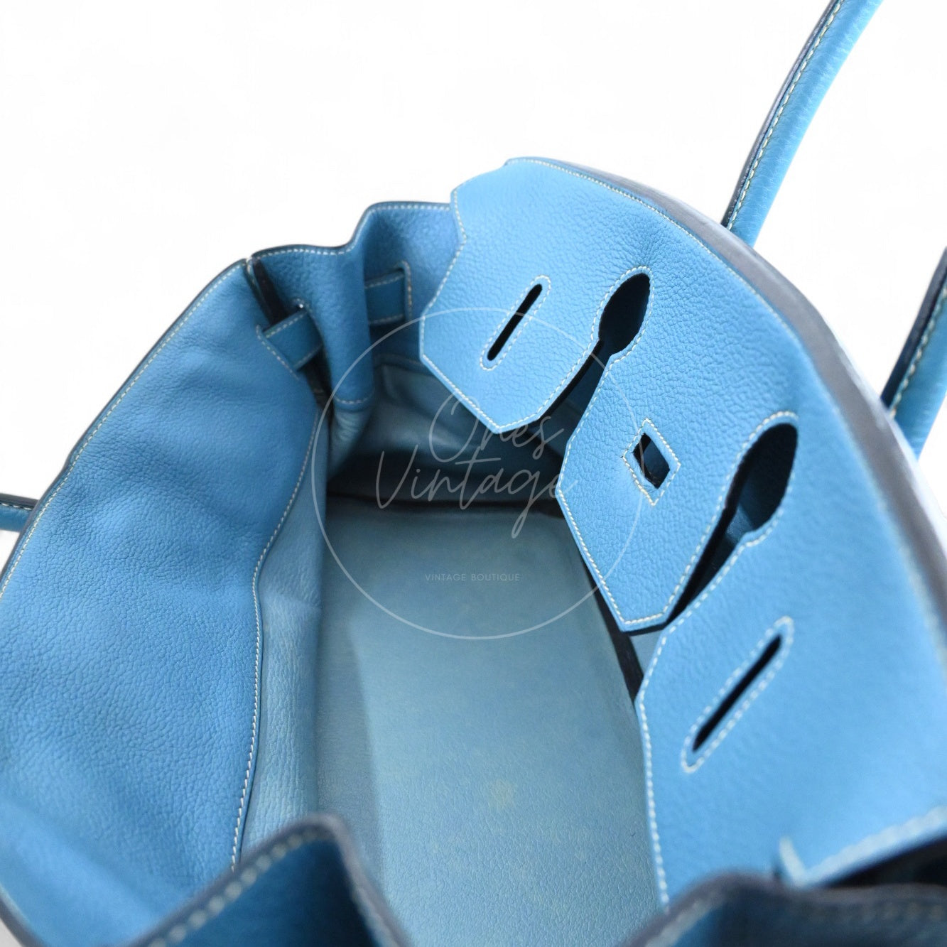 Hermes Shoulder Birkin 42 PHW Denim Blue Square I