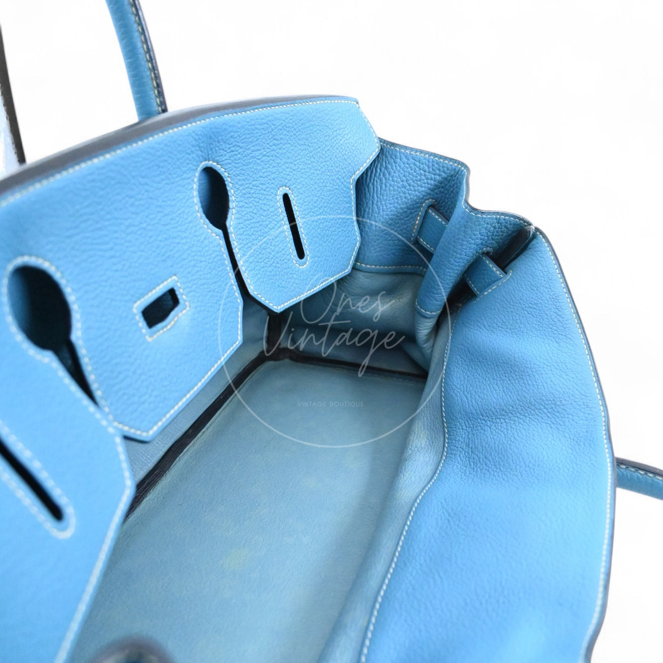 Hermes Shoulder Birkin 42 PHW Denim Blue Square I