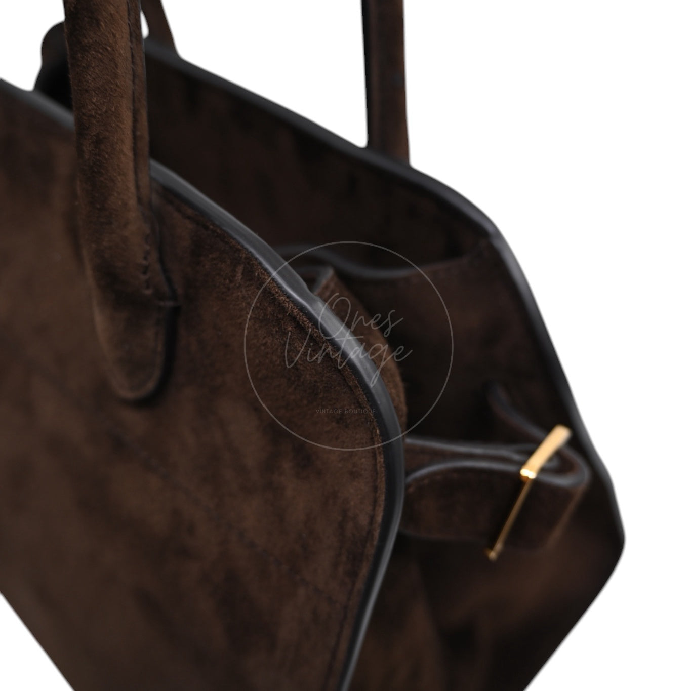 The Row Suede Soft Margaux 10 Bag GHW Mocha