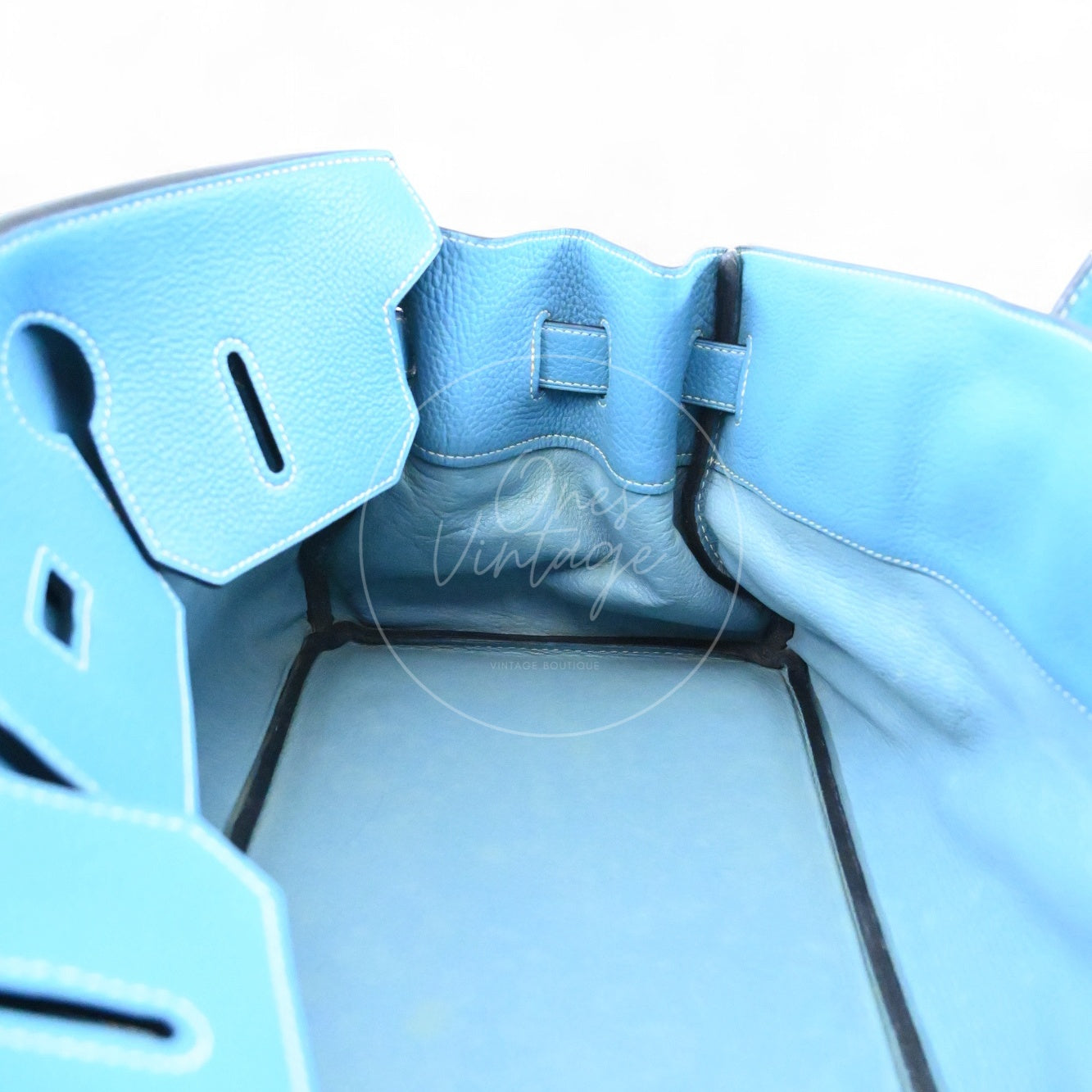 Hermes Shoulder Birkin 42 PHW Denim Blue Square I