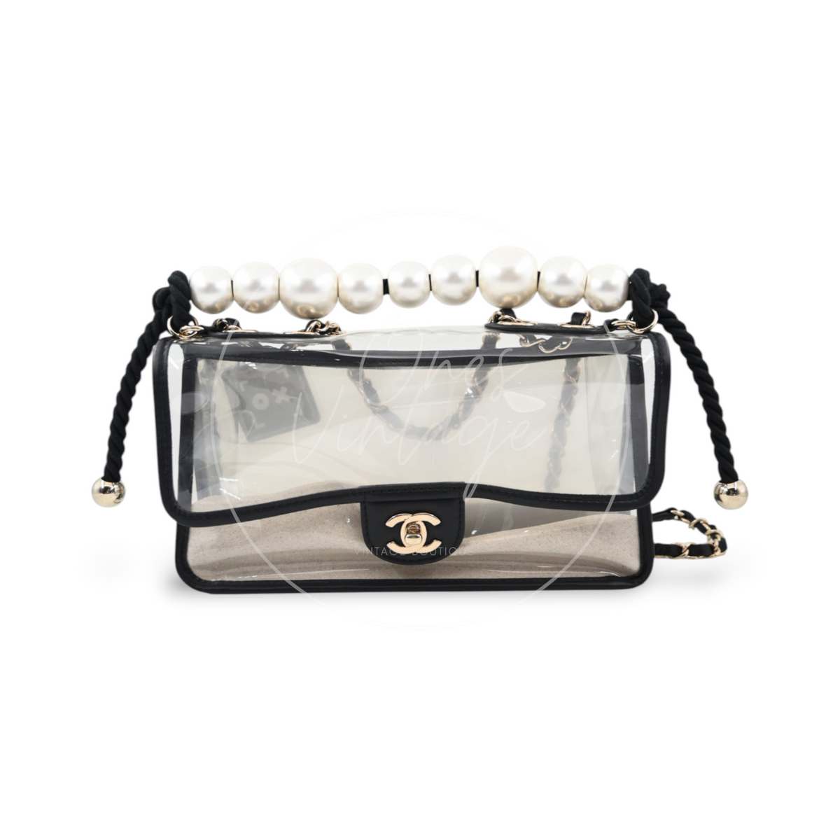Chanel Sand by The Sea Pearl Clear Classic Flap Bag GHW Clear Series 27