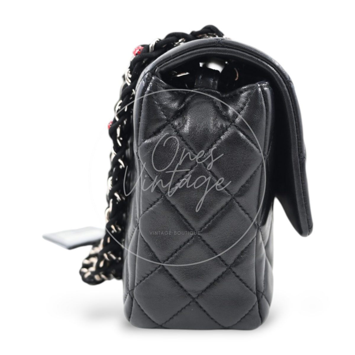 Chanel Quilted Medium Ladybug Flap Bag Lambskin Black SHW Series 14