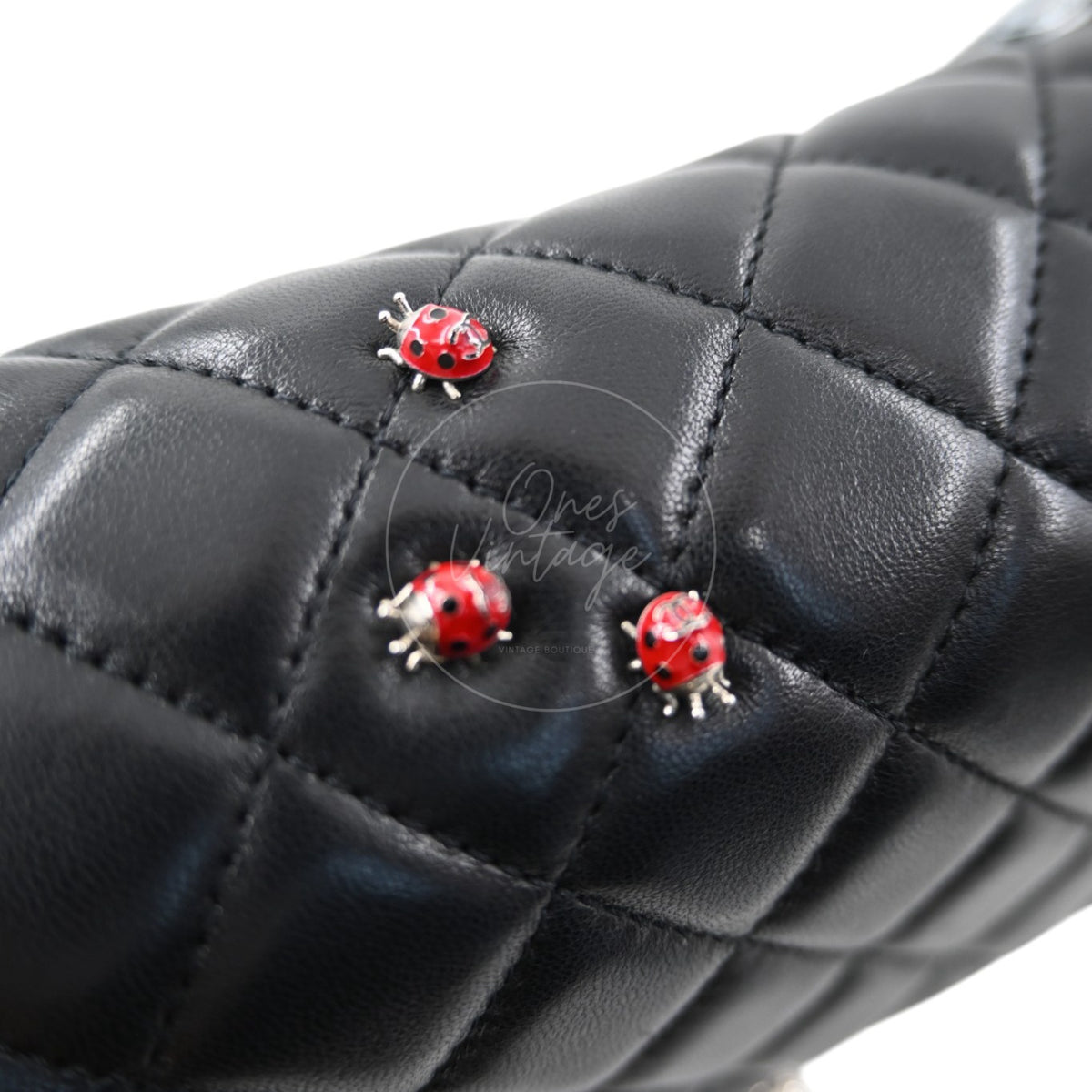 Chanel Quilted Medium Ladybug Flap Bag Lambskin Black SHW Series 14