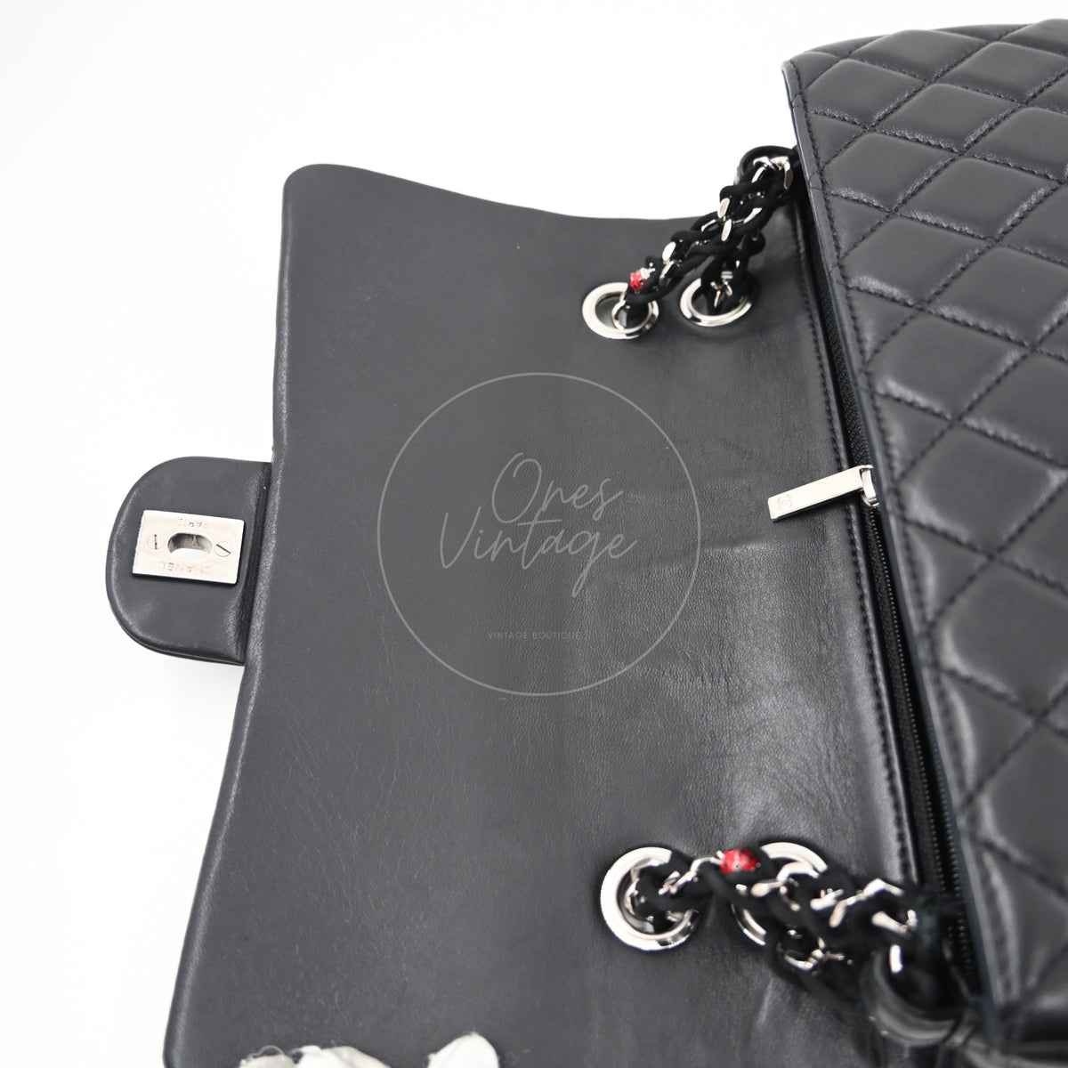Chanel Quilted Medium Ladybug Flap Bag Lambskin Black SHW Series 14