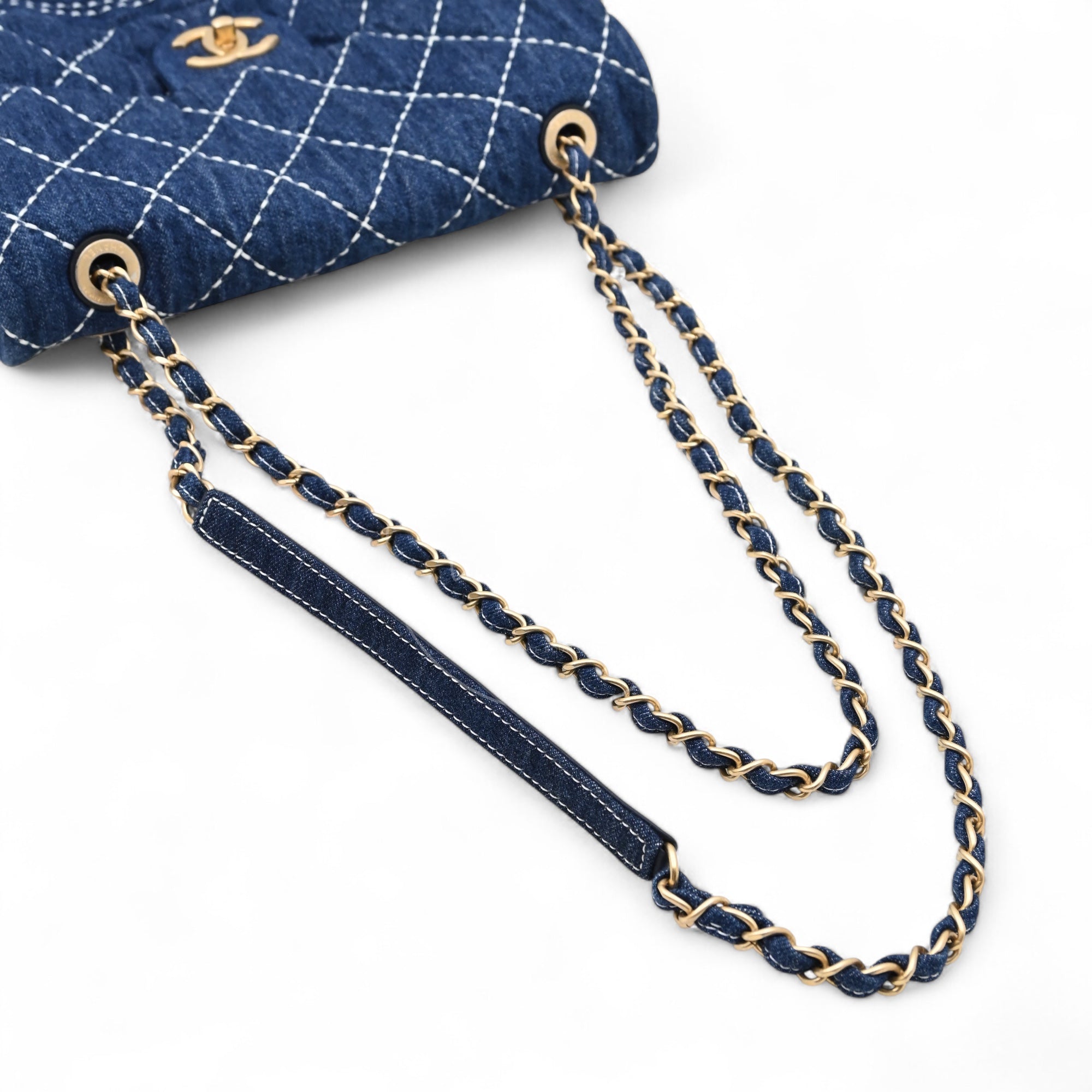 Chanel Denim Medium Classic Flap Bag GHW Blue Series 29