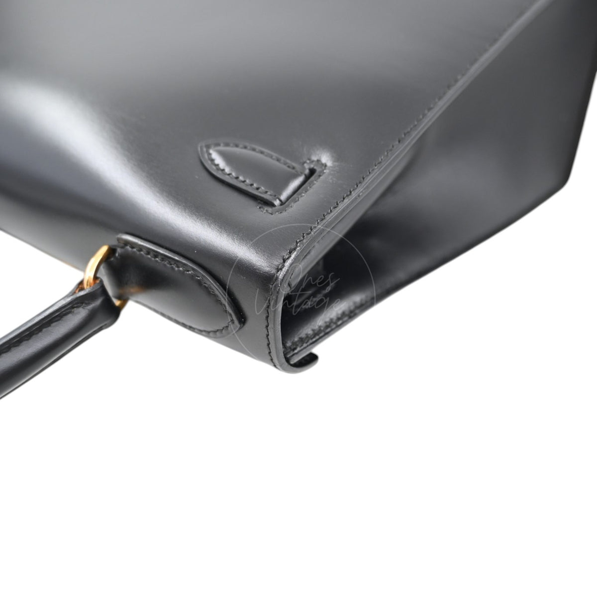 Hermes Kelly 28 Box Leather Handbag GHW Black Circle R