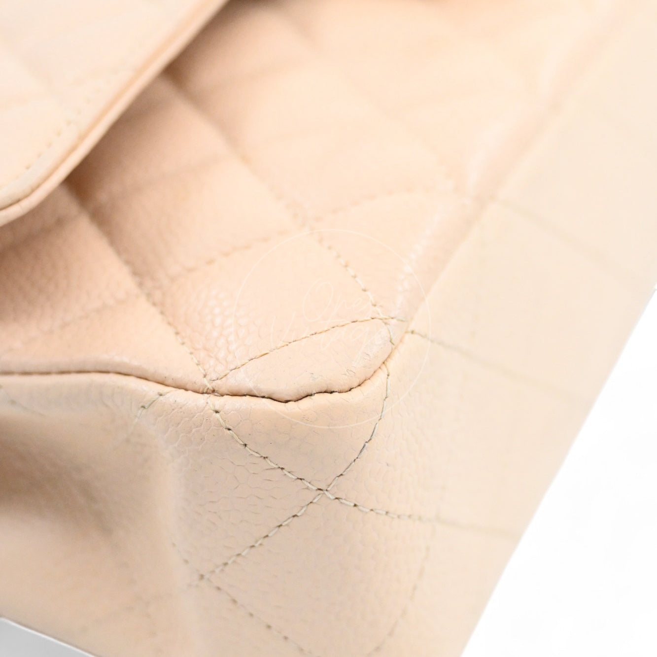 Chanel Classic Double Flap CF25 Caviar Bag PHW Beige Series 13