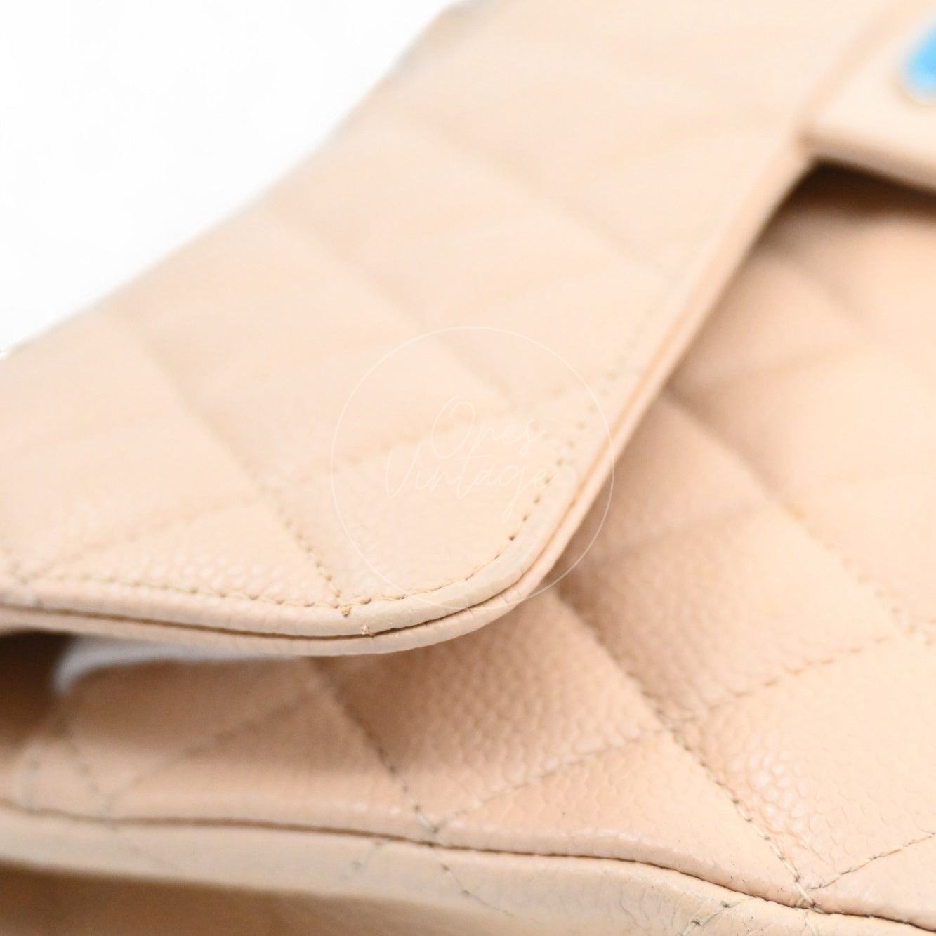 Chanel Classic Double Flap CF25 Caviar Bag PHW Beige Series 13