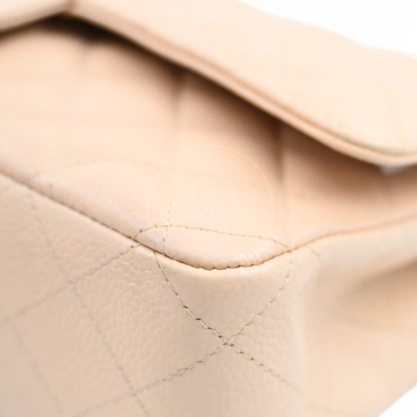 Chanel Classic Double Flap CF25 Caviar Bag PHW Beige Series 13