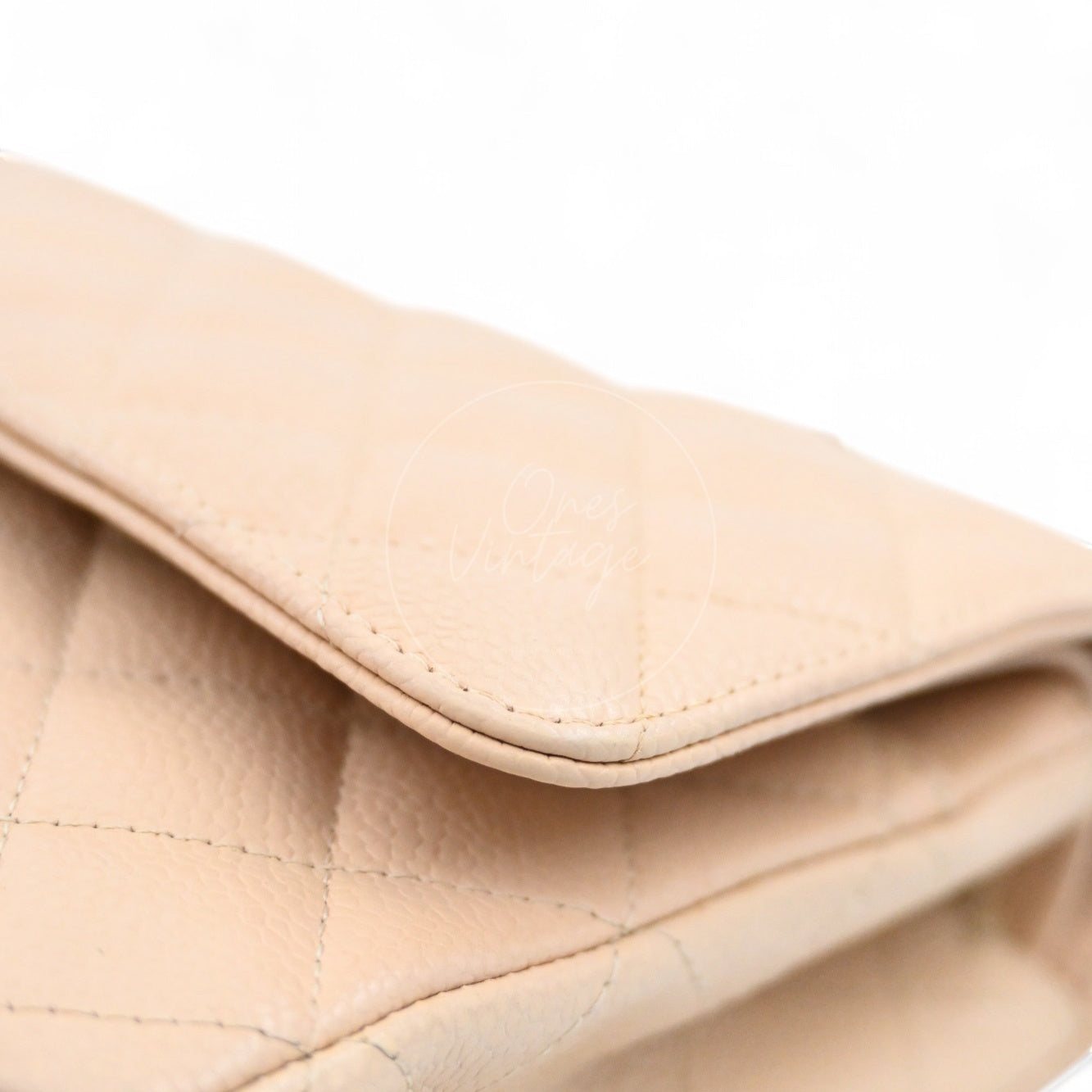 Chanel Classic Double Flap CF25 Caviar Bag PHW Beige Series 13