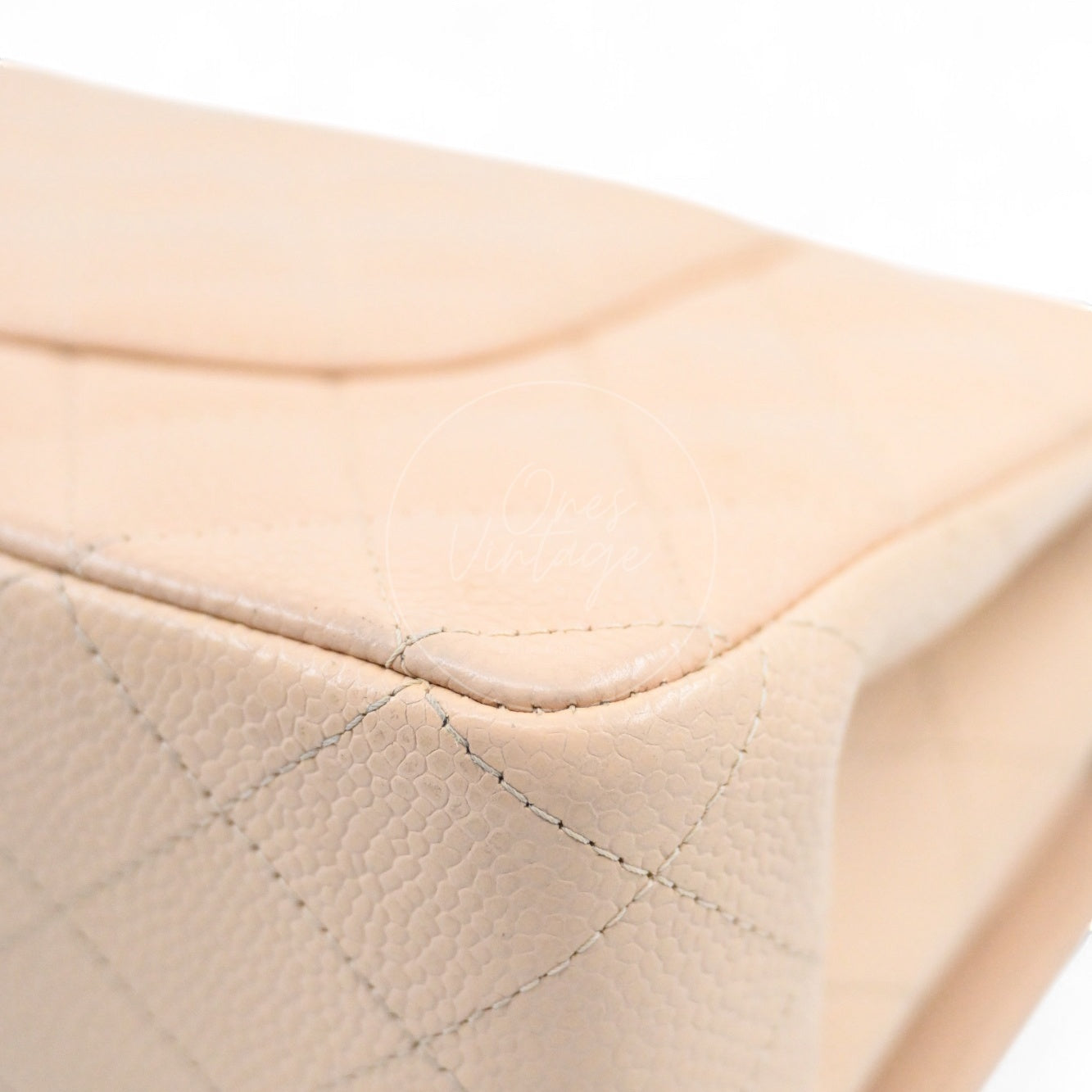 Chanel Classic Double Flap CF25 Caviar Bag PHW Beige Series 13