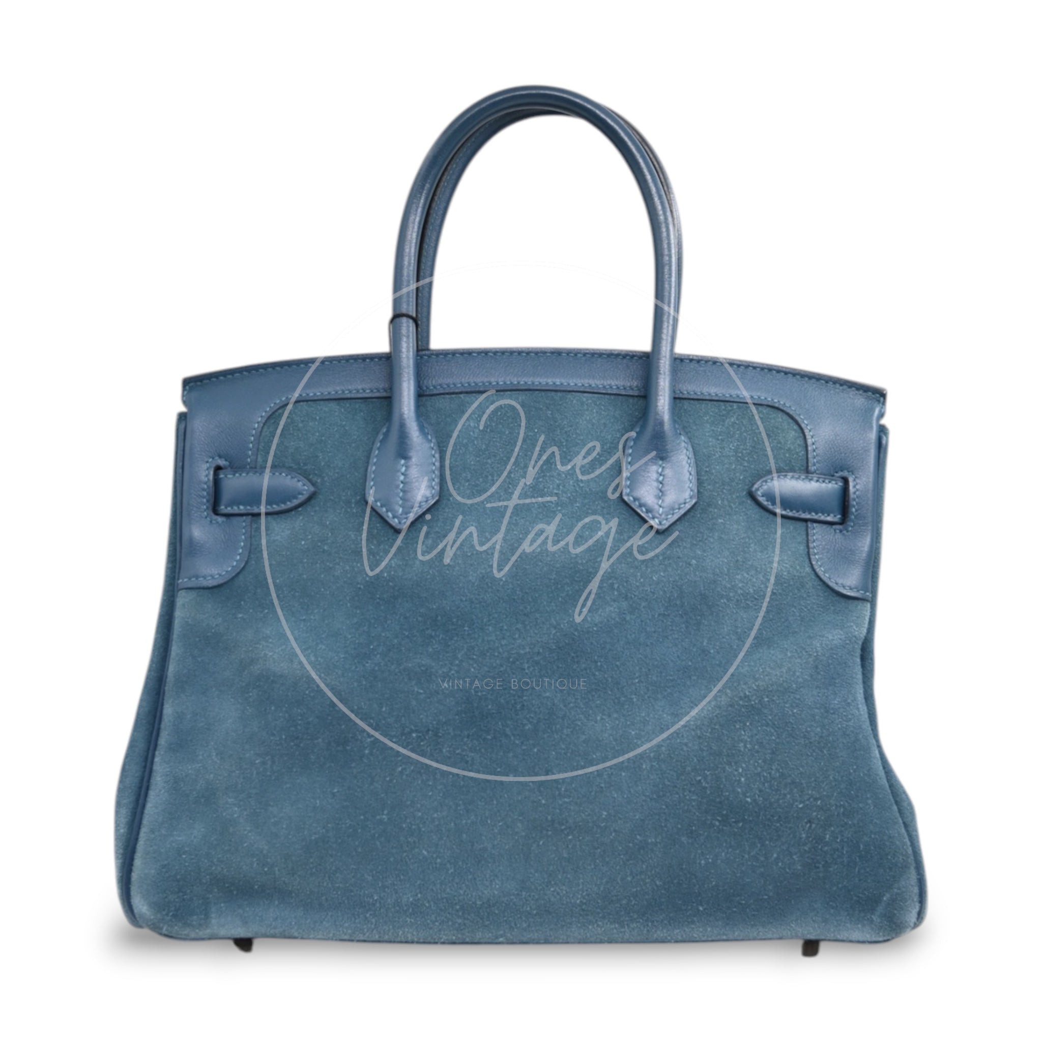 Hermes B30 Suede GHW Blue Square P